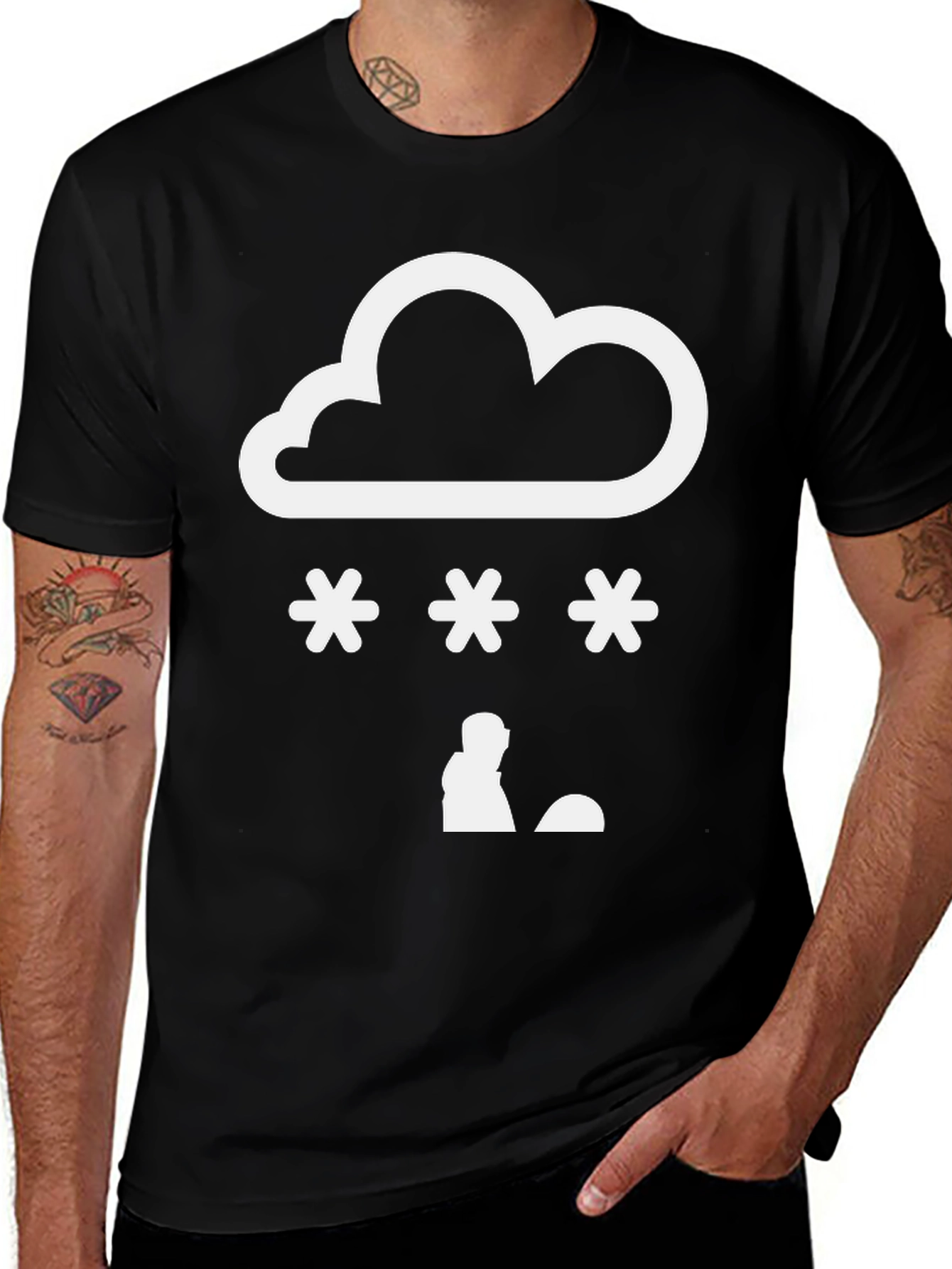 Snow Day Graphic Tee - Black Cotton Blend Shirt