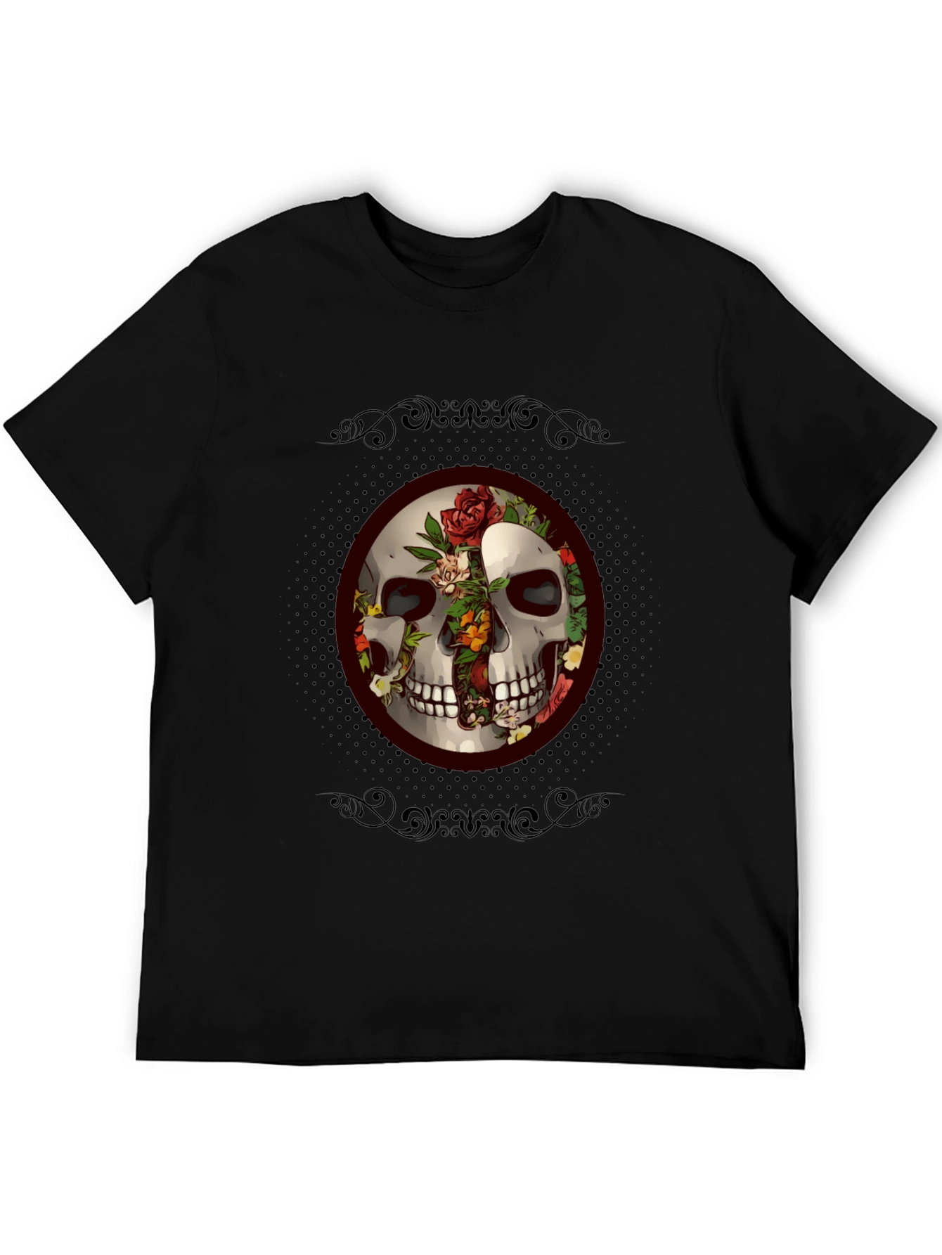 Skull & Roses Graphic Tee - Edgy Style