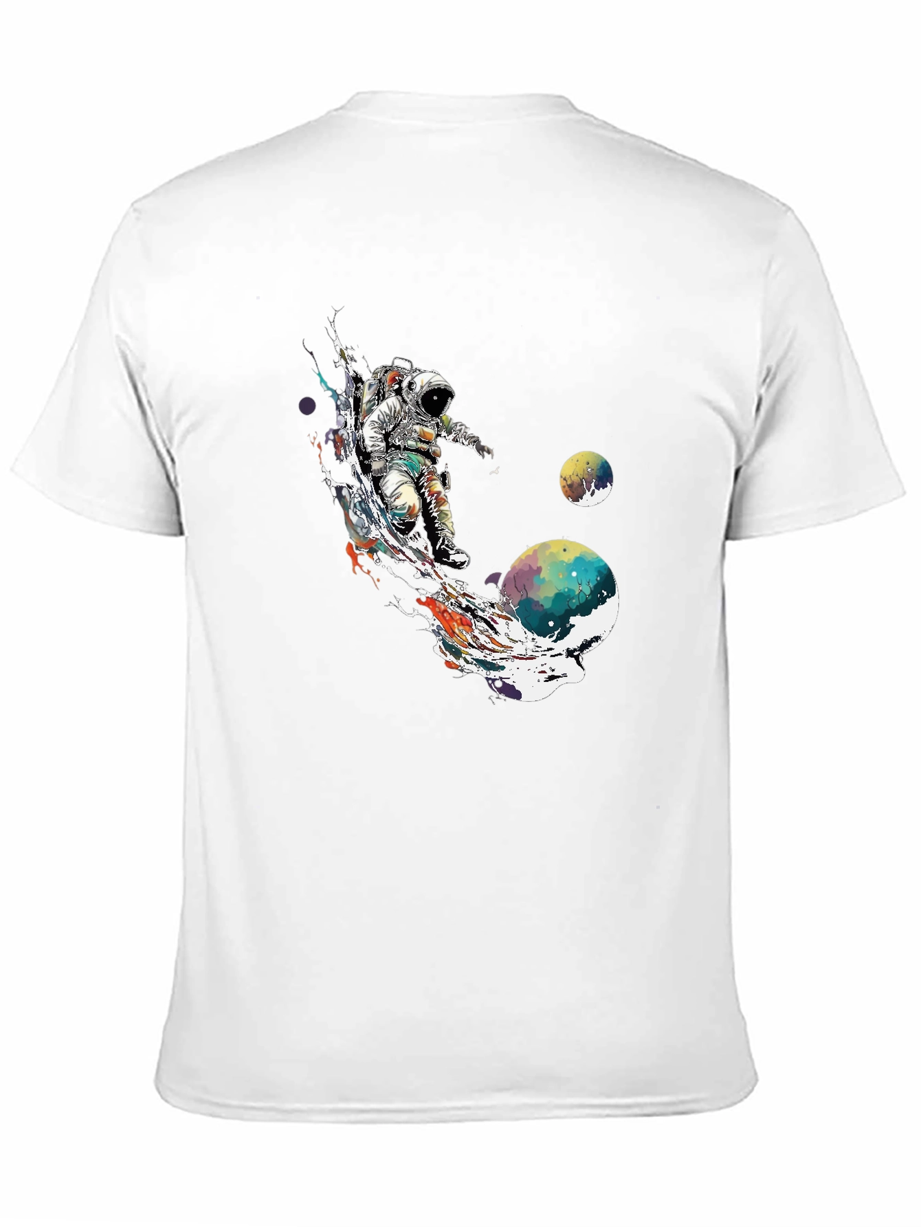 Astronaut Space Art T-Shirt - Black Crew Neck