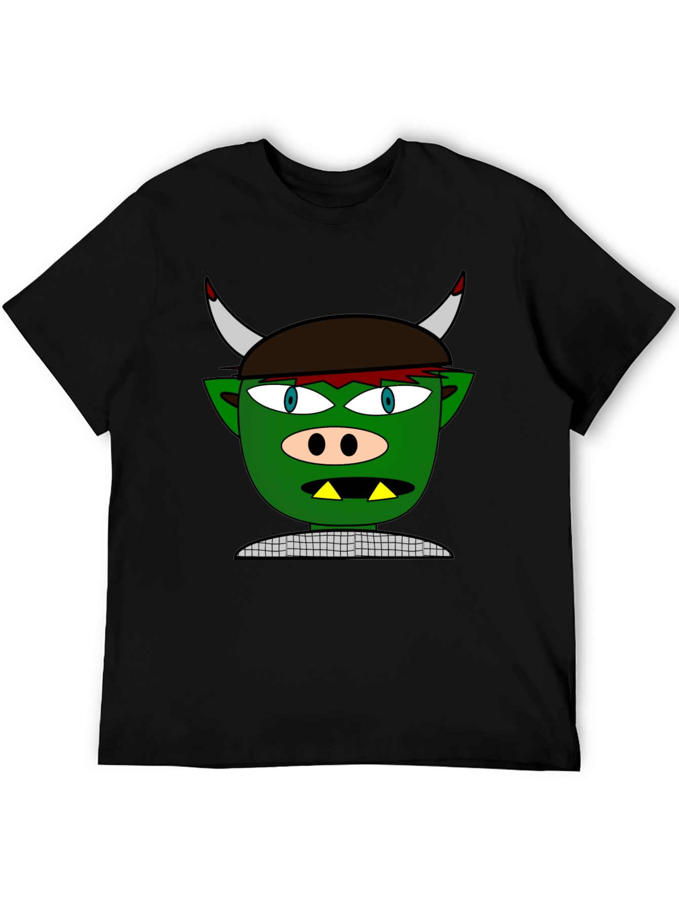 Cartoon Troll Graphic Tee - Black Cotton T-Shirt