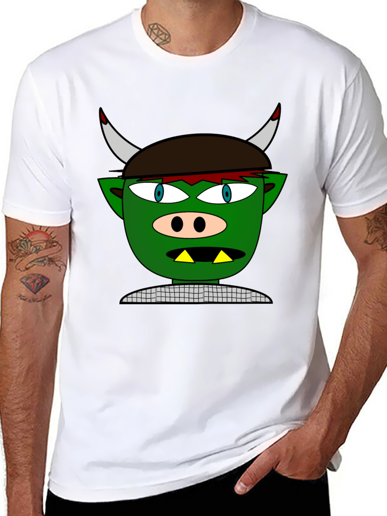 Cartoon Troll Graphic Tee - Black Cotton T-Shirt