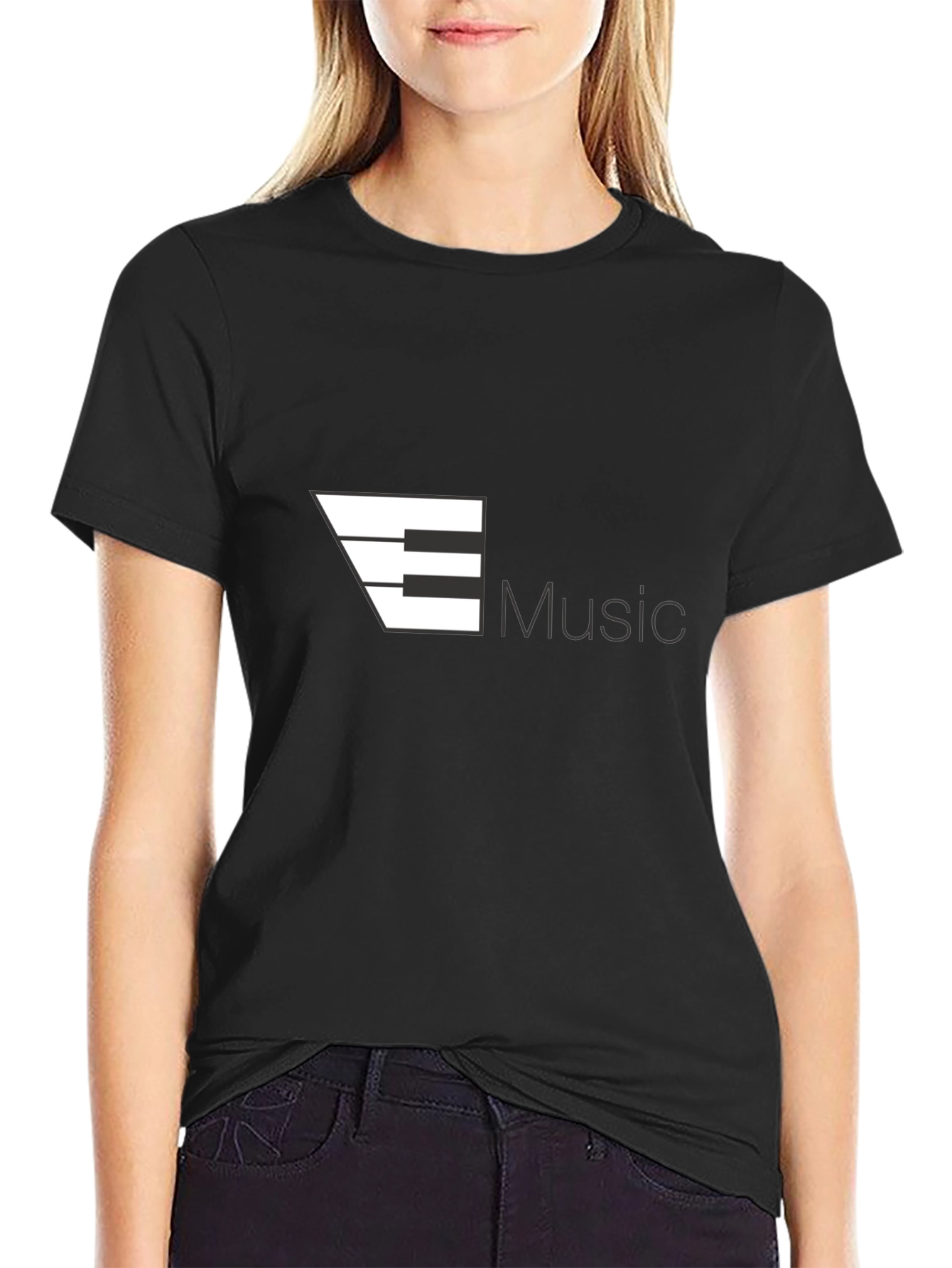 Music Piano T-Shirt - Black Cotton Graphic Tee