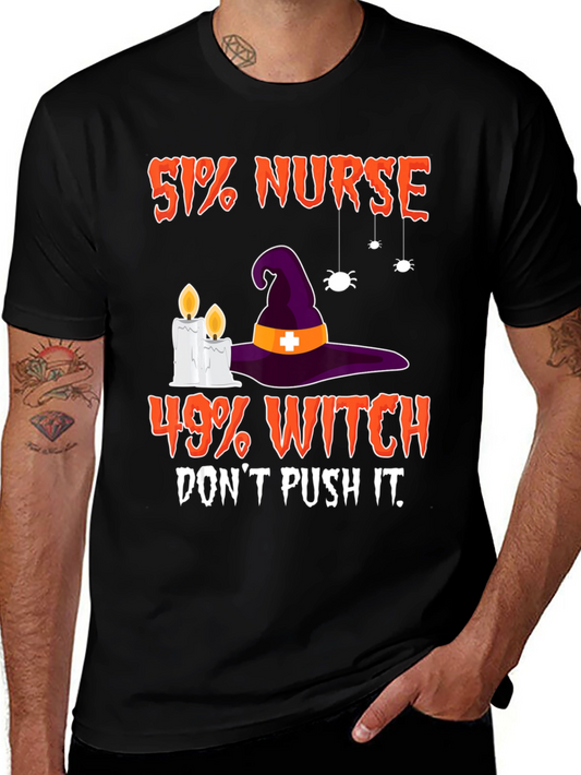 51% Nurse 49% Witch Funny Halloween T-Shirt
