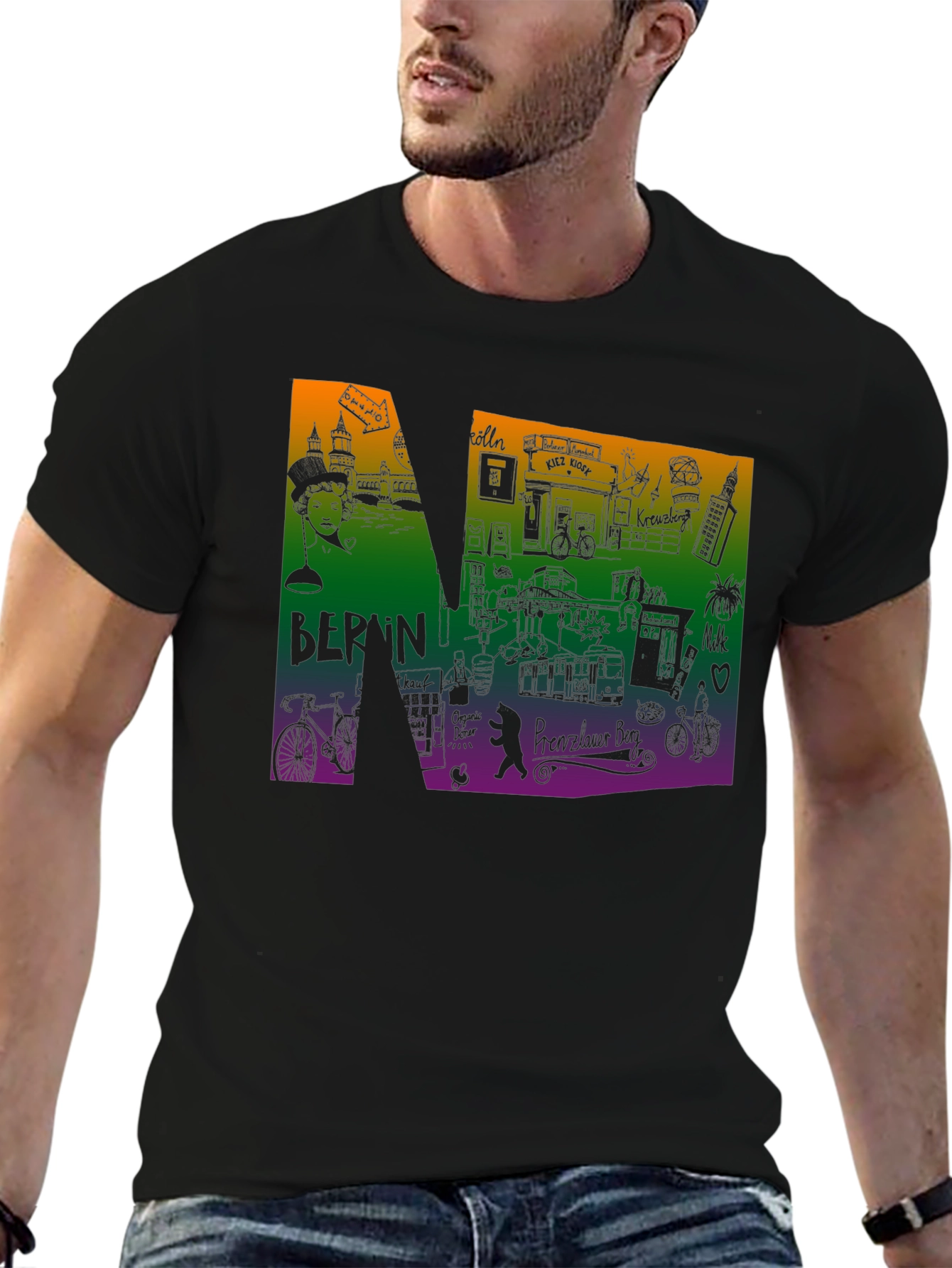 Berlin Doodle Print T-Shirt - Cityscape Tee