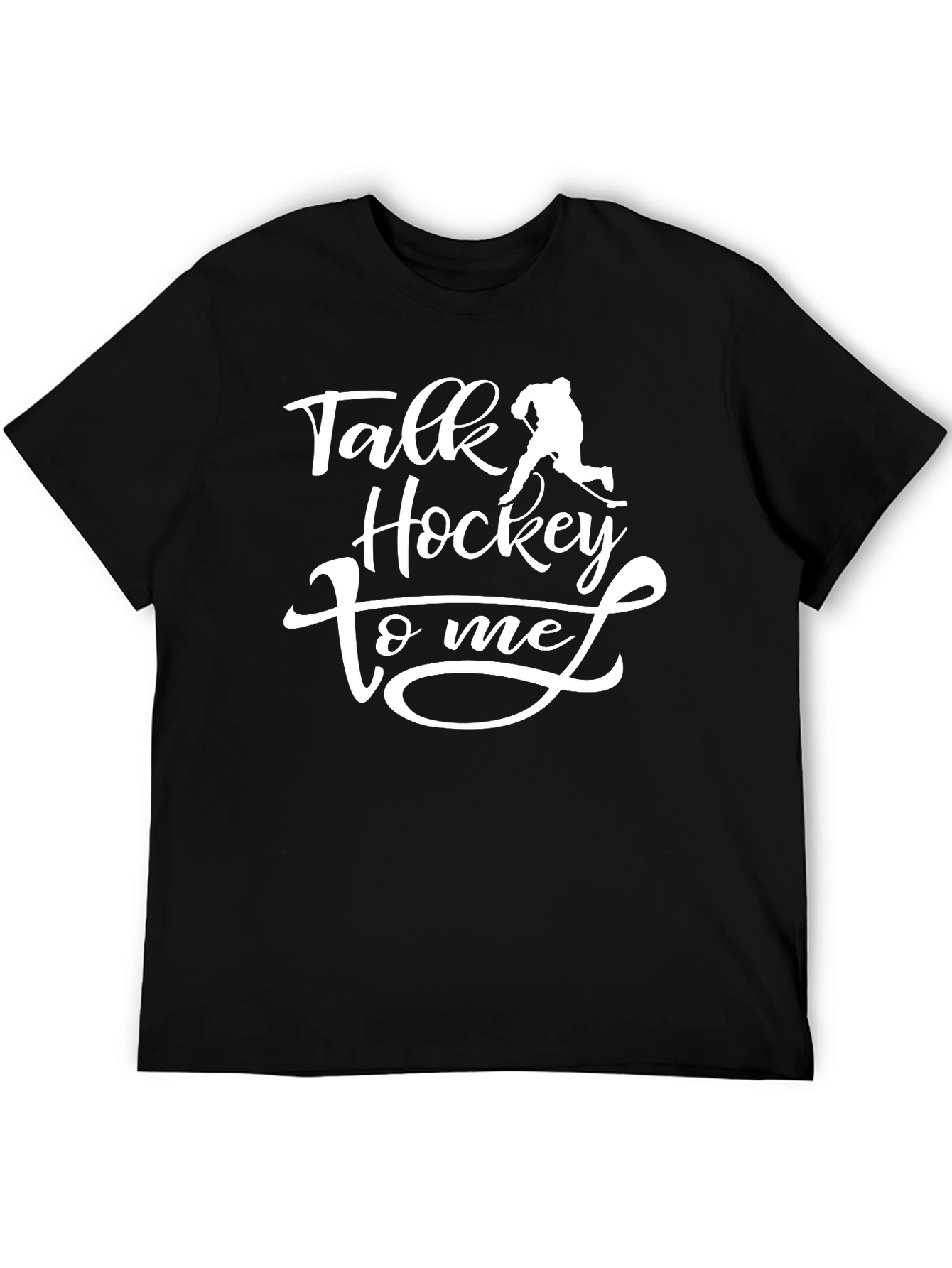 Talk Hockey To Me Black Graphic T-Shirt