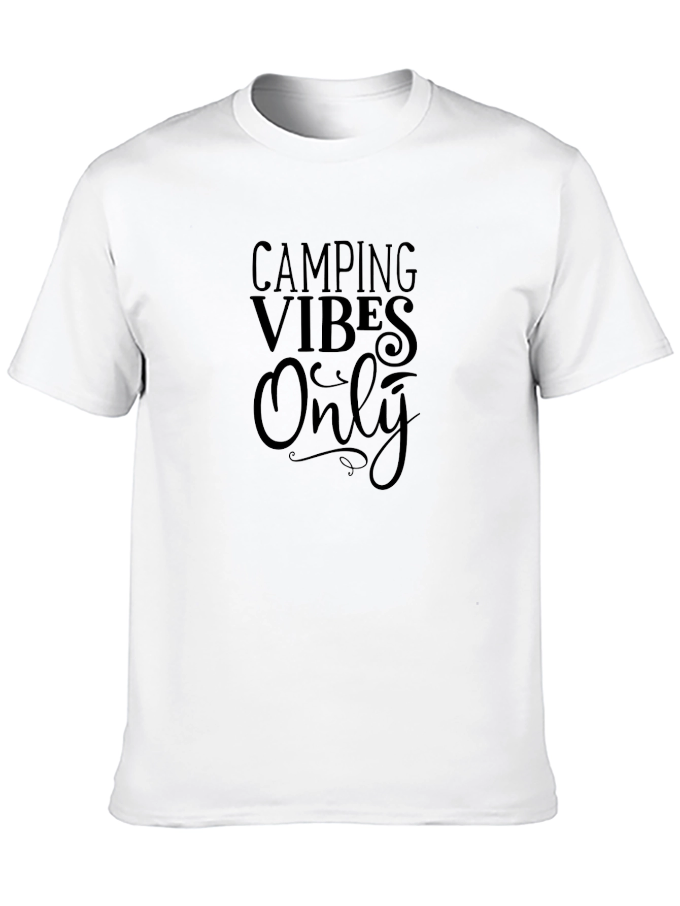 Camping Vibes Only Graphic Tee - Black Cotton Shirt