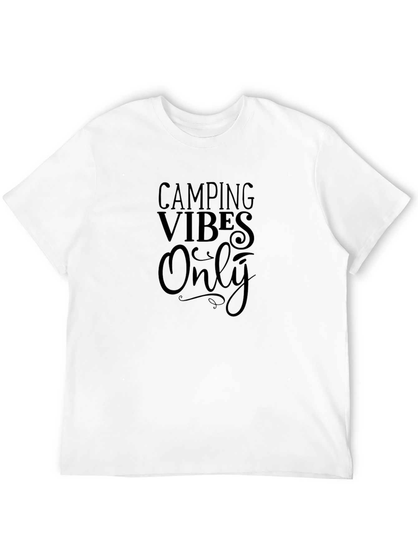 Camping Vibes Only Graphic Tee - Black Cotton Shirt