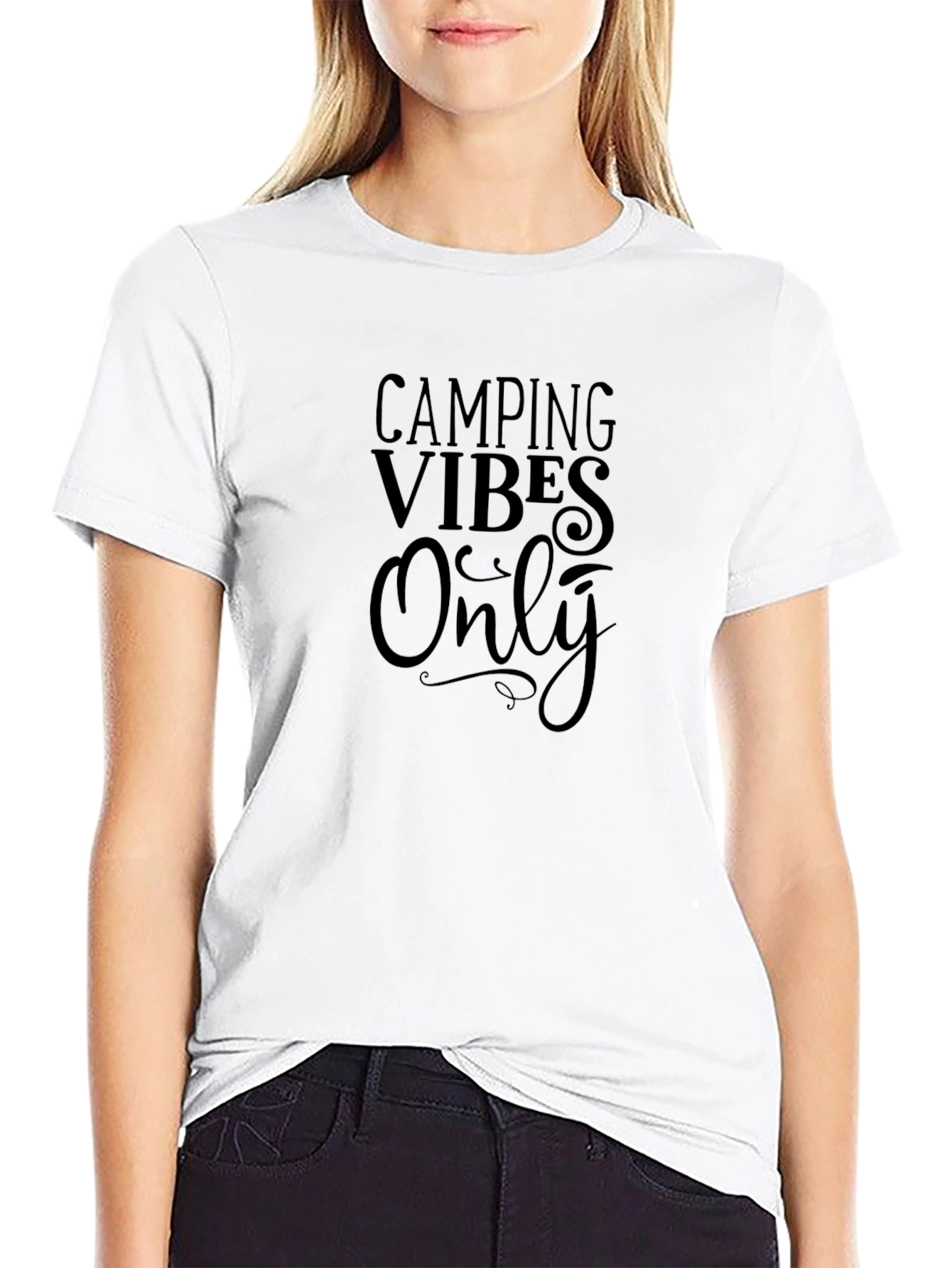 Camping Vibes Only Graphic Tee - Black Cotton Shirt