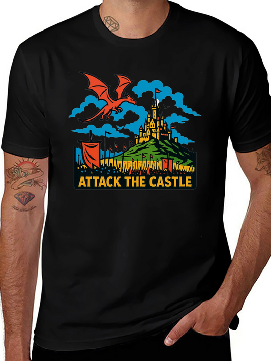 Attack the Castle Graphic T-Shirt - Dragon & Medieval Design