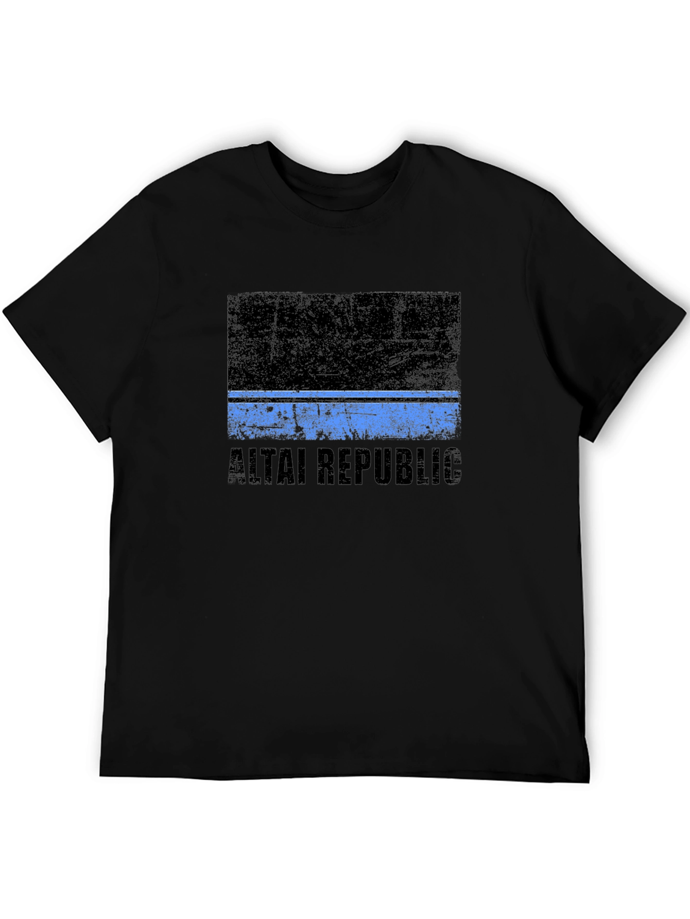 Altai Republic Flag Graphic Black T-Shirt