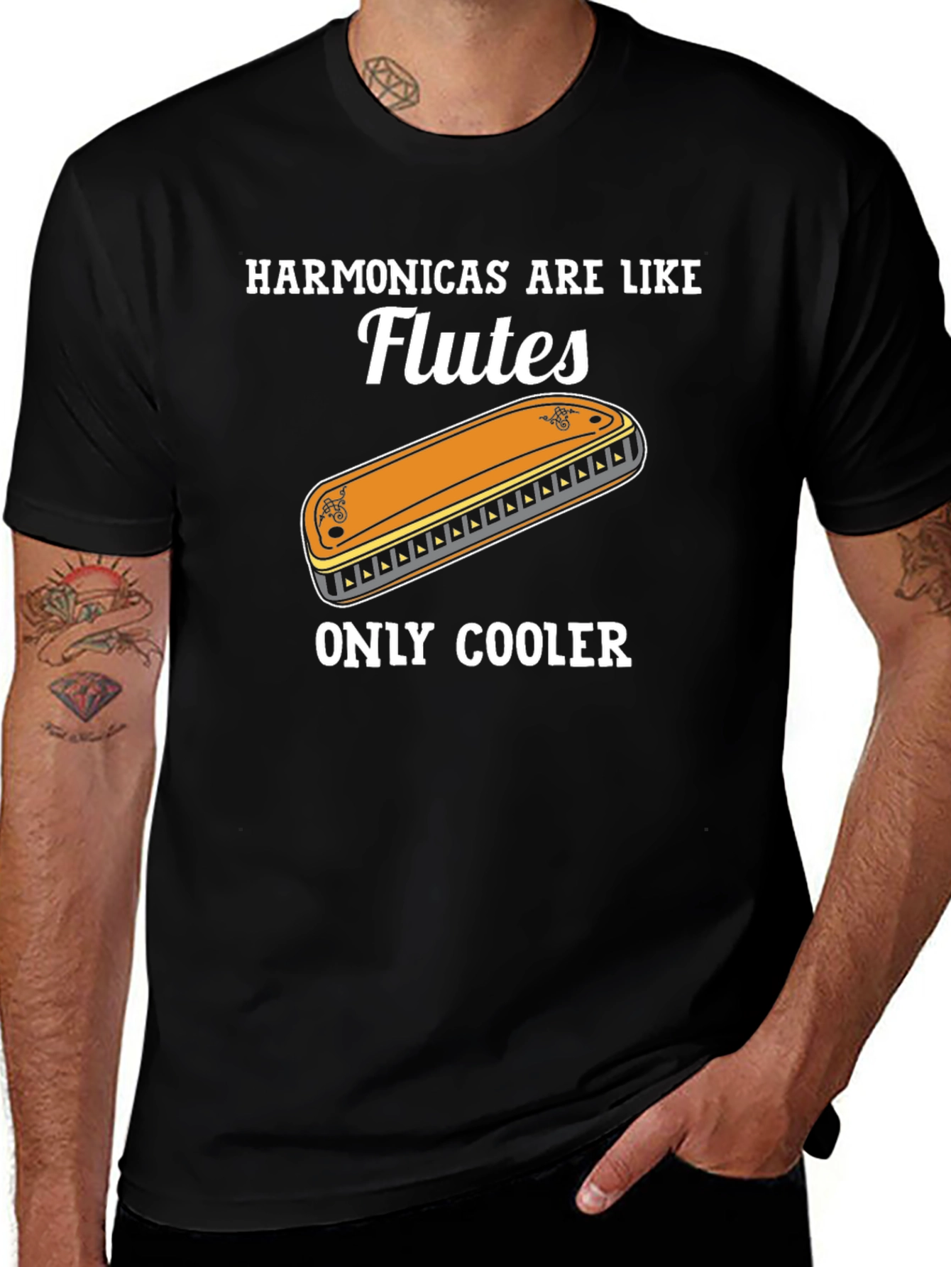 Harmonica T-Shirt: Flutes Only Cooler