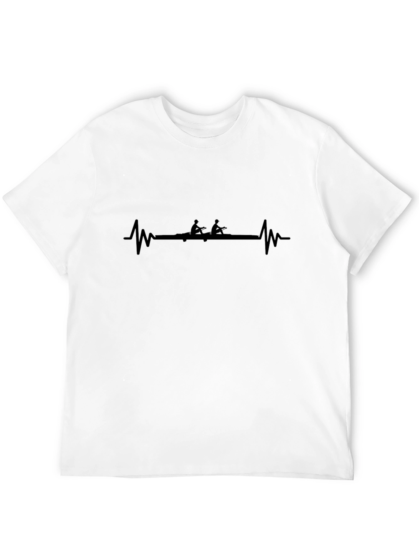 Rowing Heartbeat T-Shirt - Black Graphic Tee