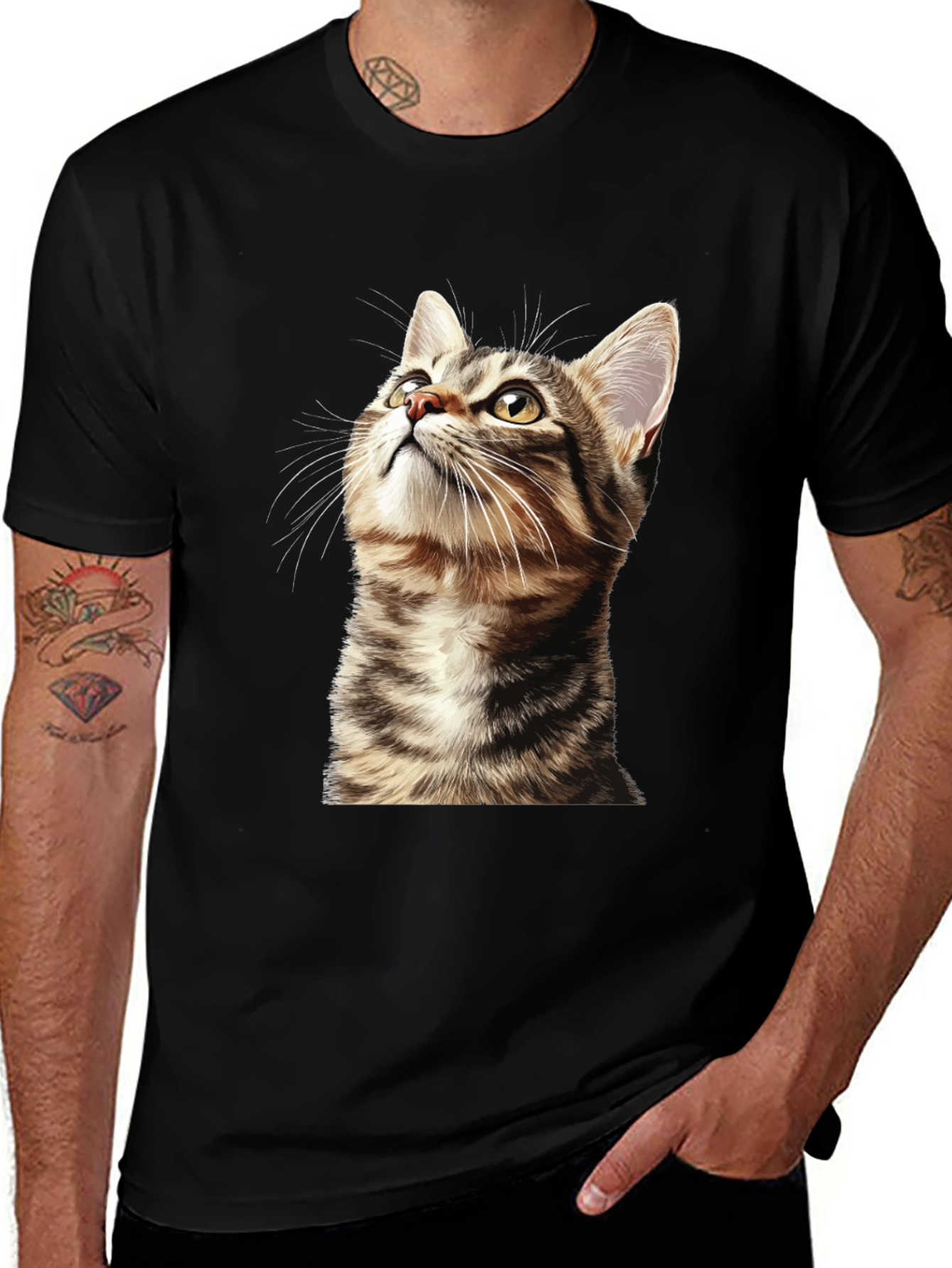 Cat Graphic T-Shirt - Unisex Black Tee