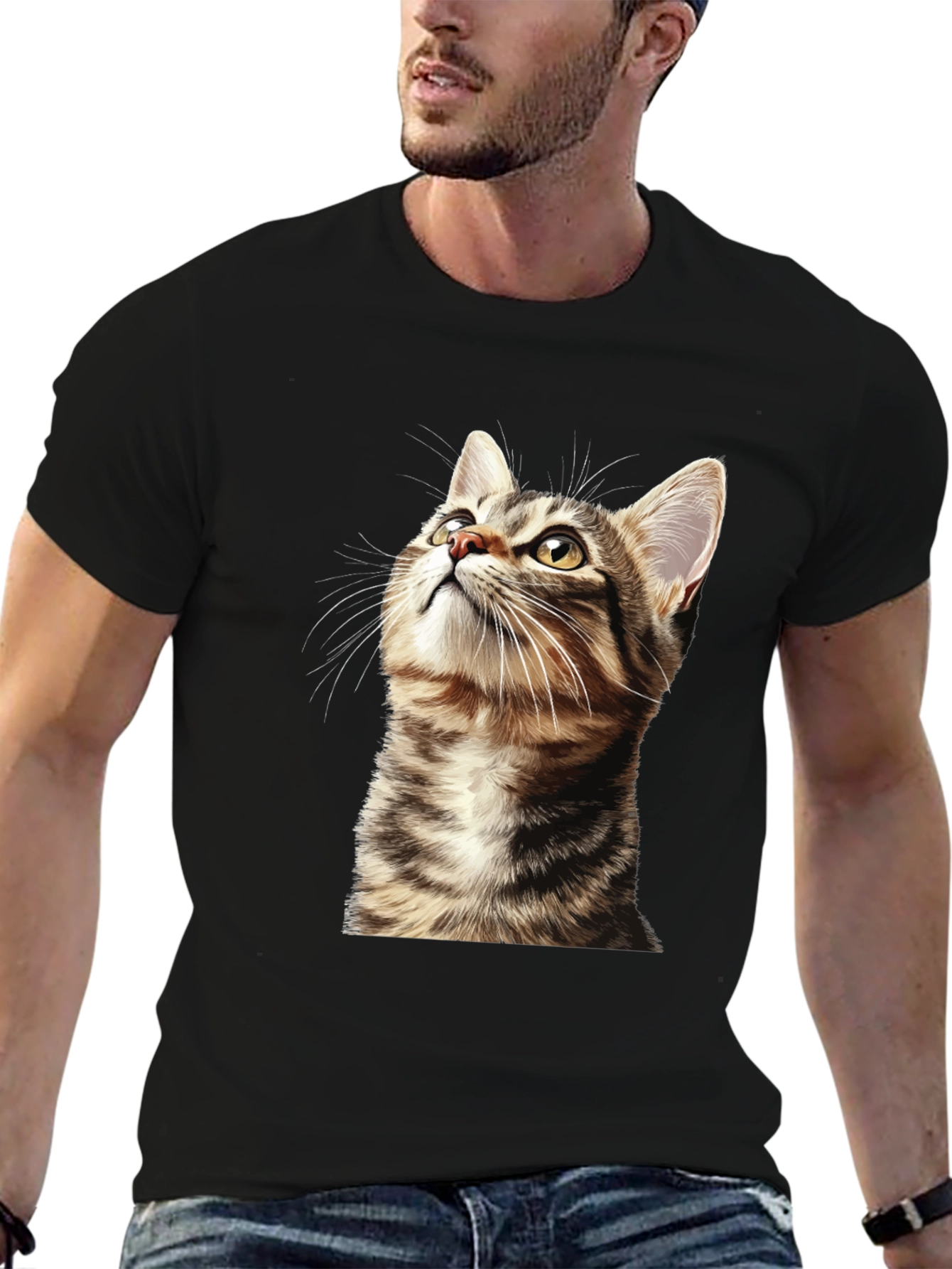 Cat Graphic T-Shirt - Unisex Black Tee