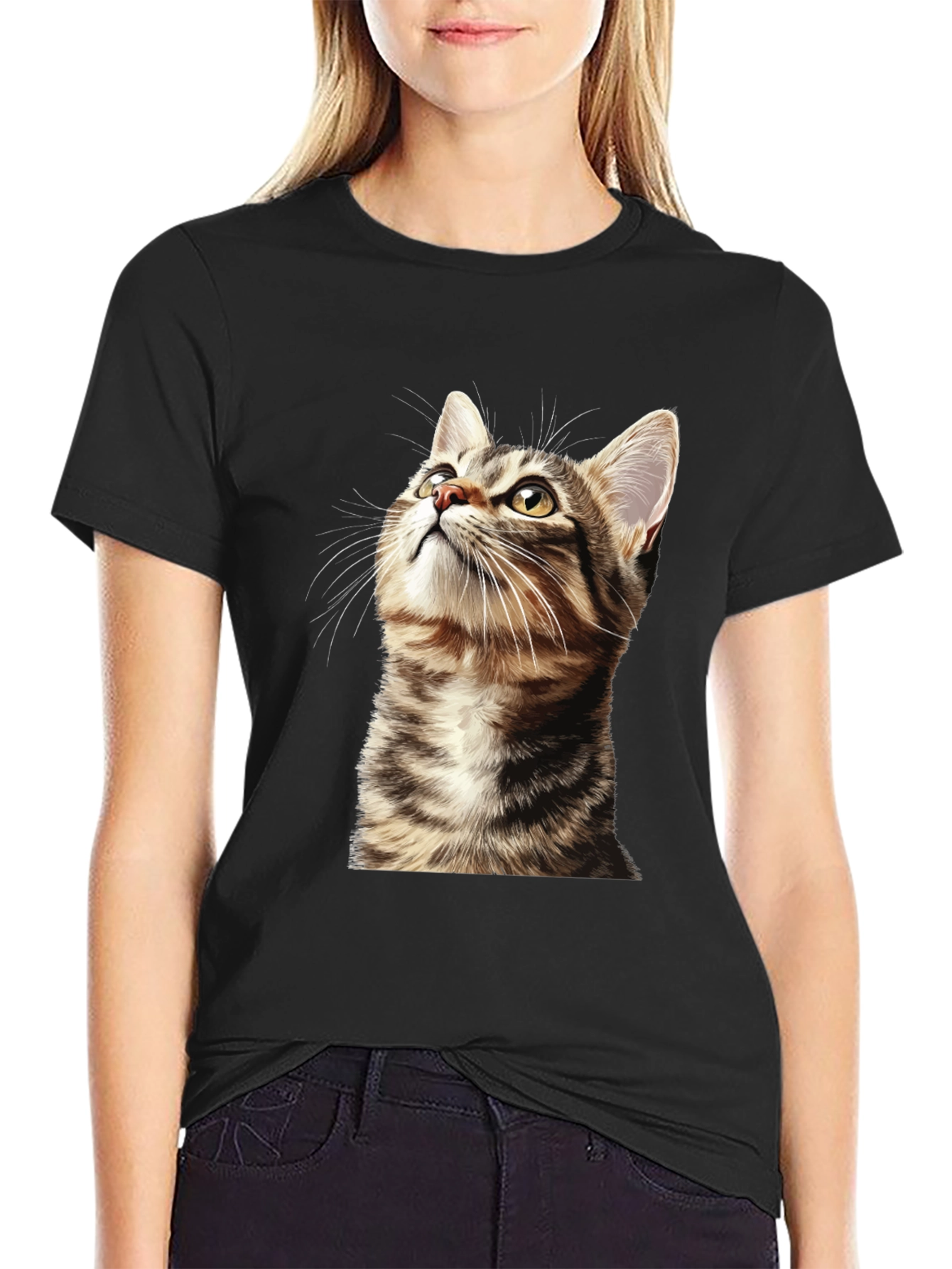 Cat Graphic T-Shirt - Unisex Black Tee