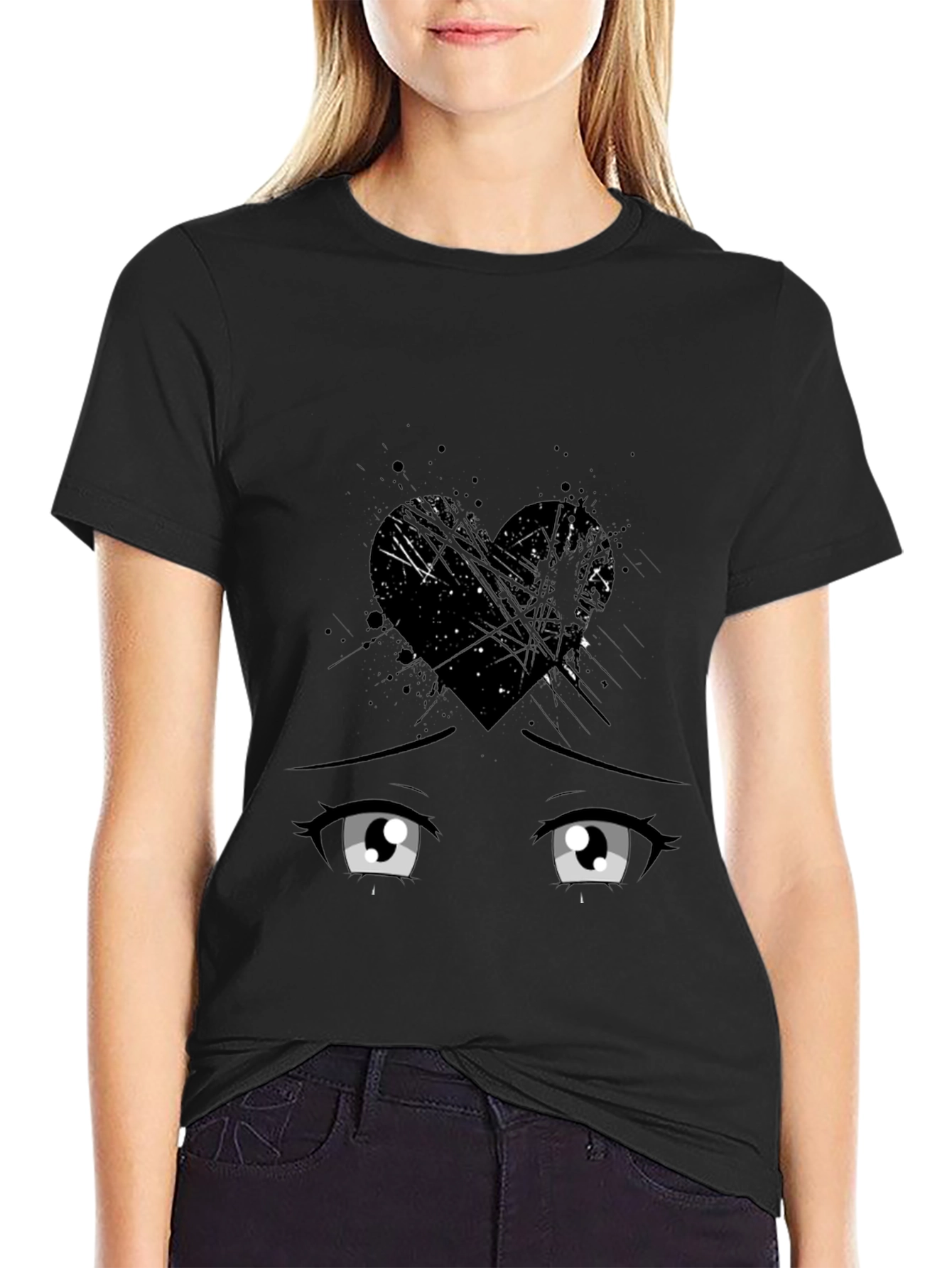 Anime Heartbreak T-Shirt - Mens Black Graphic Tee