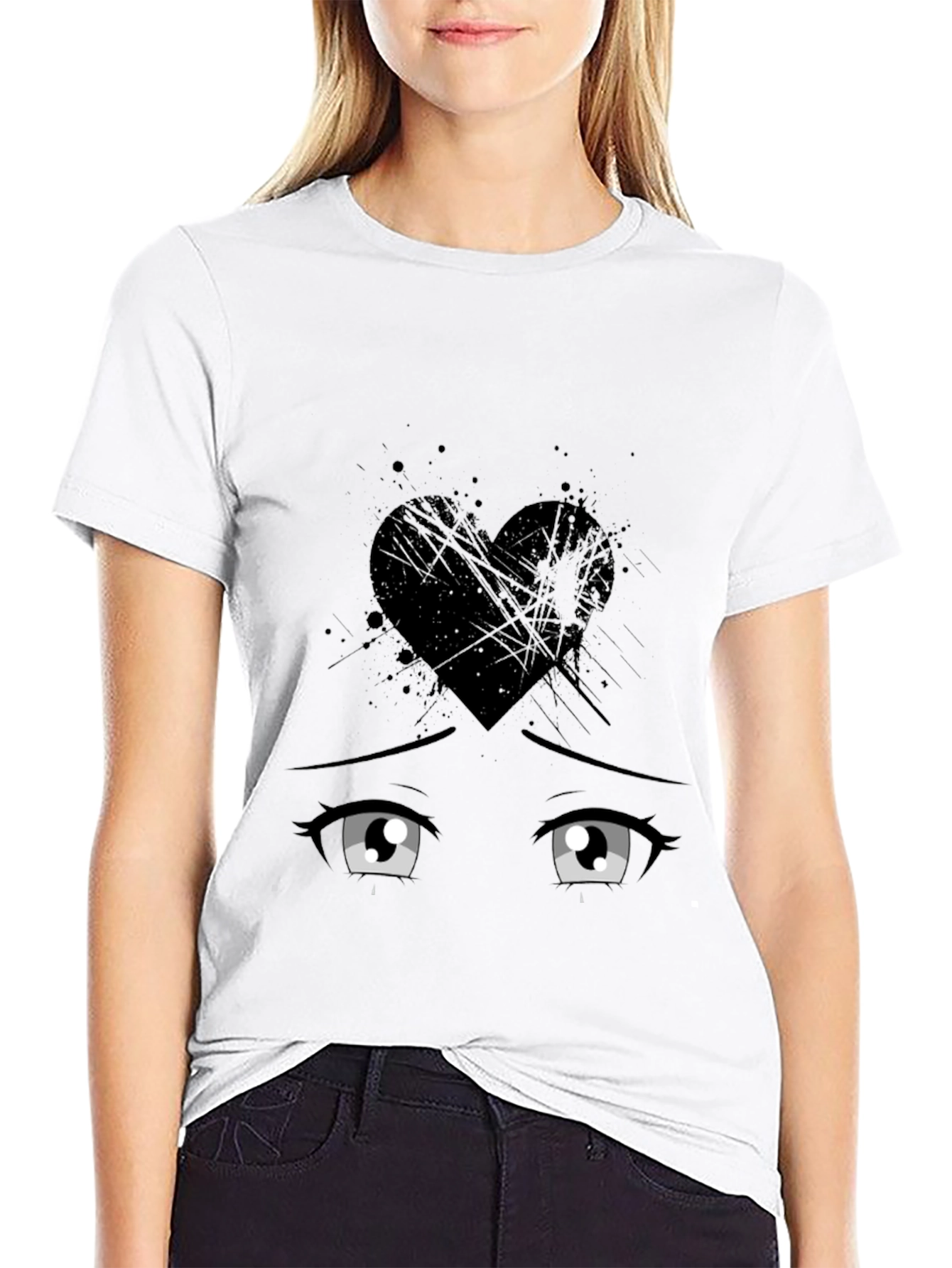 Anime Heartbreak T-Shirt - Mens Black Graphic Tee