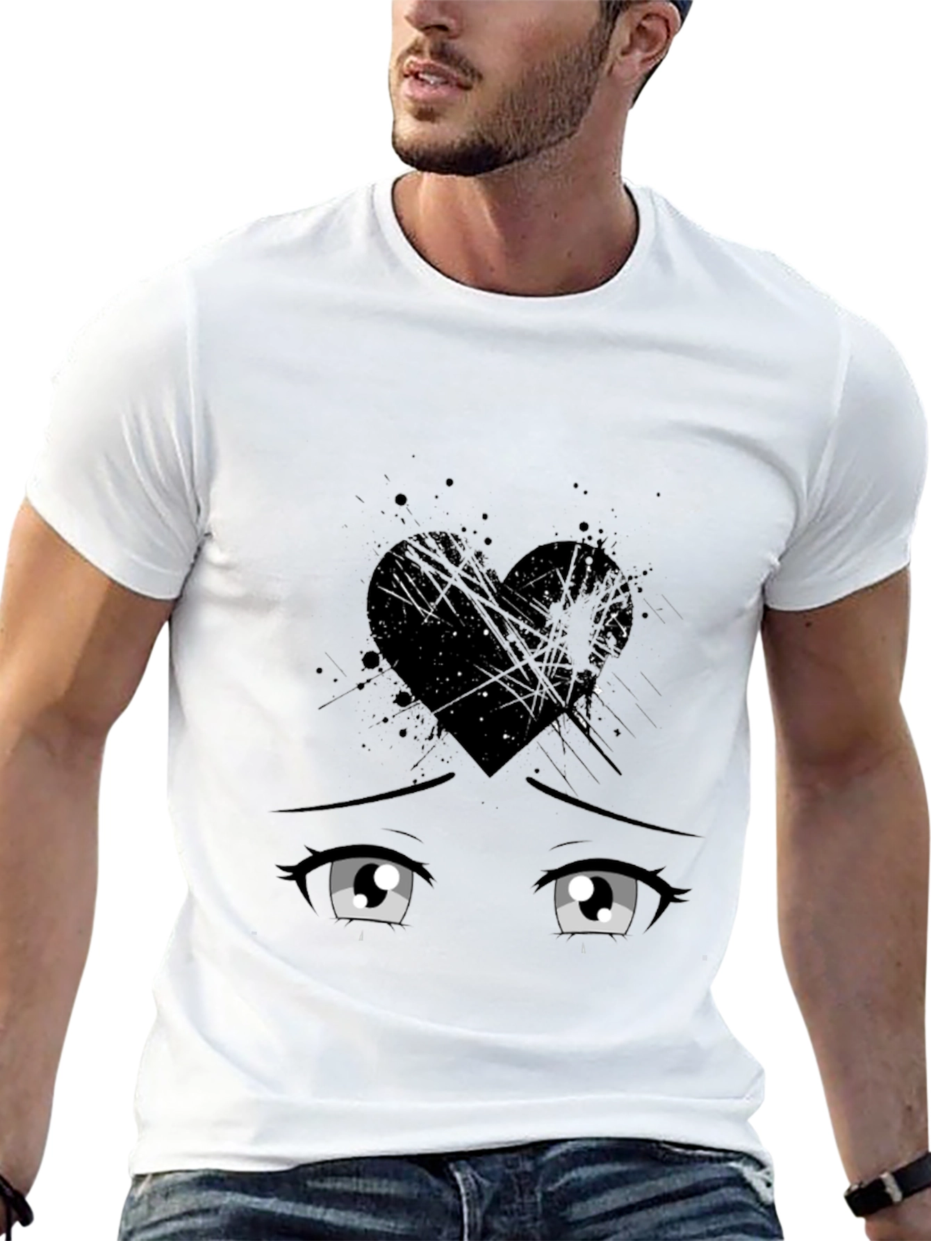 Anime Heartbreak T-Shirt - Mens Black Graphic Tee