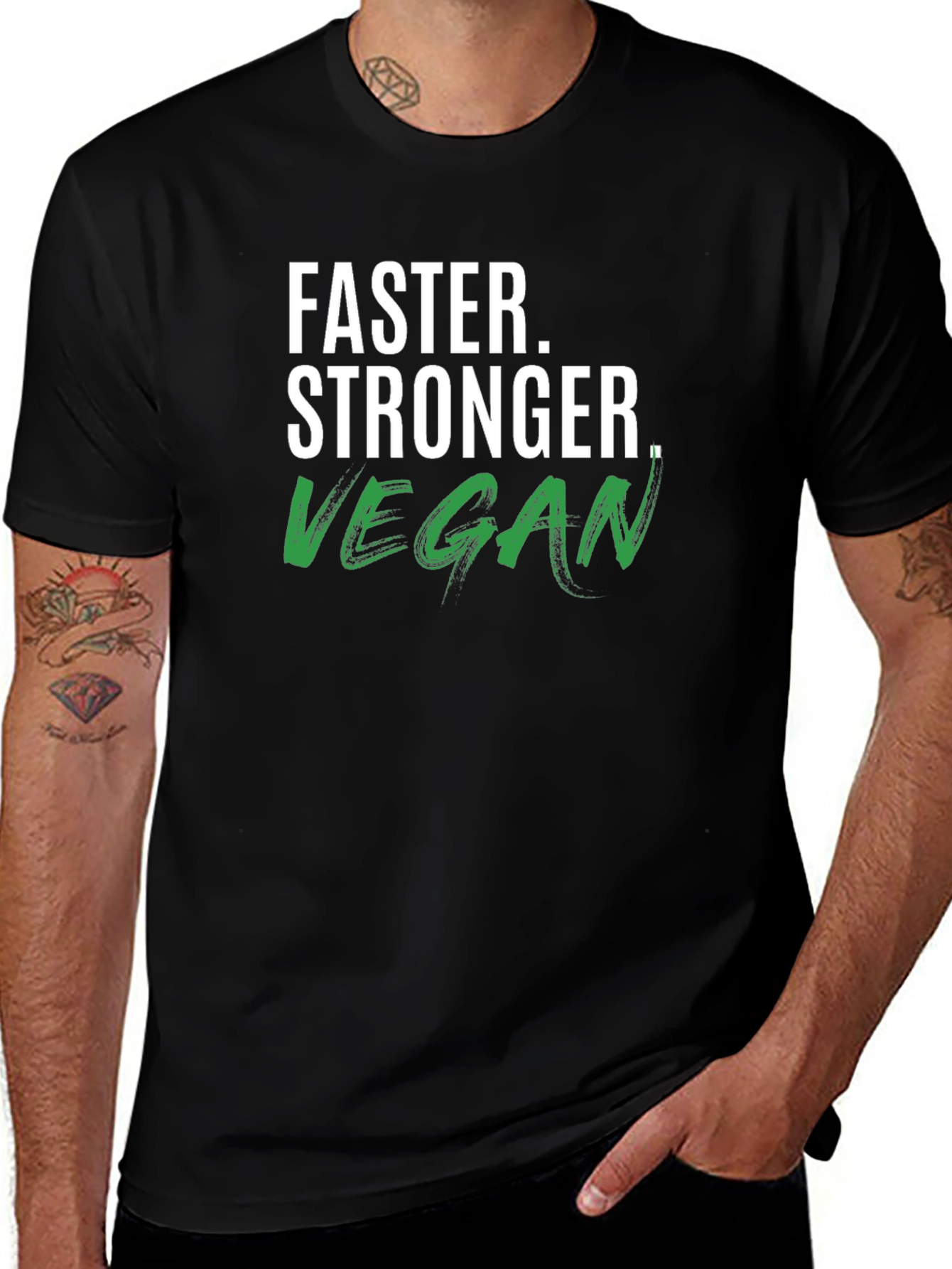Vegan Stronger Faster T-Shirt - Black