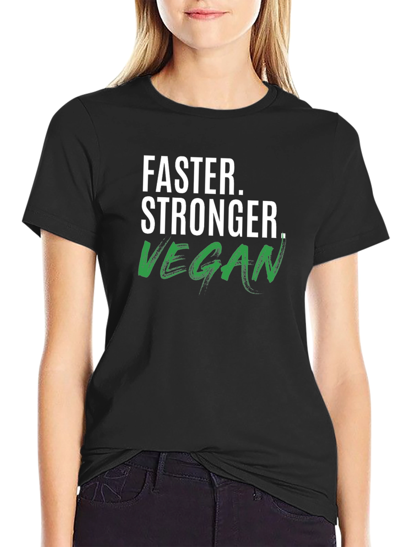 Vegan Stronger Faster T-Shirt - Black