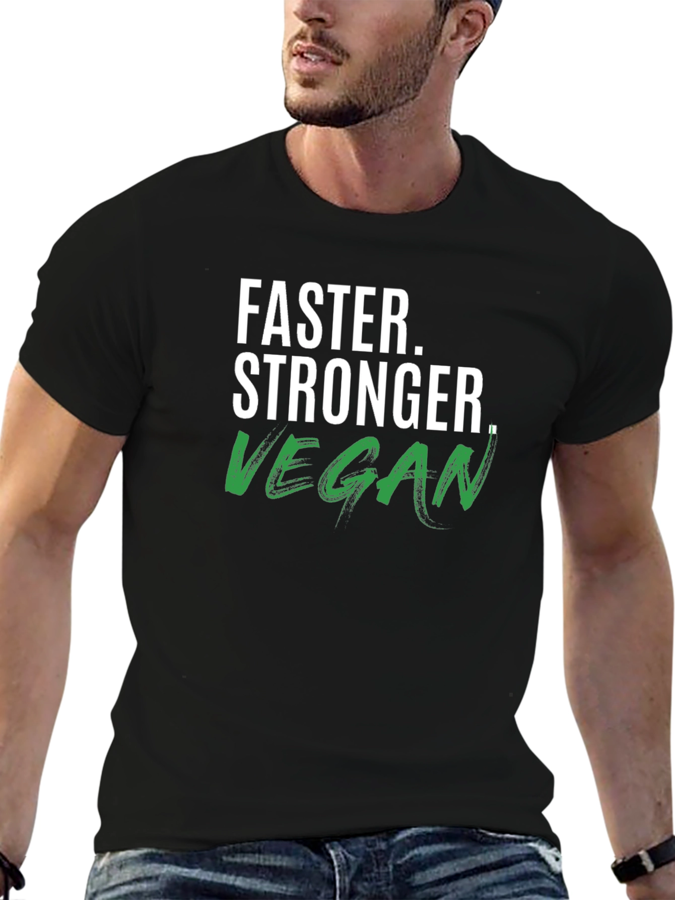 Vegan Stronger Faster T-Shirt - Black