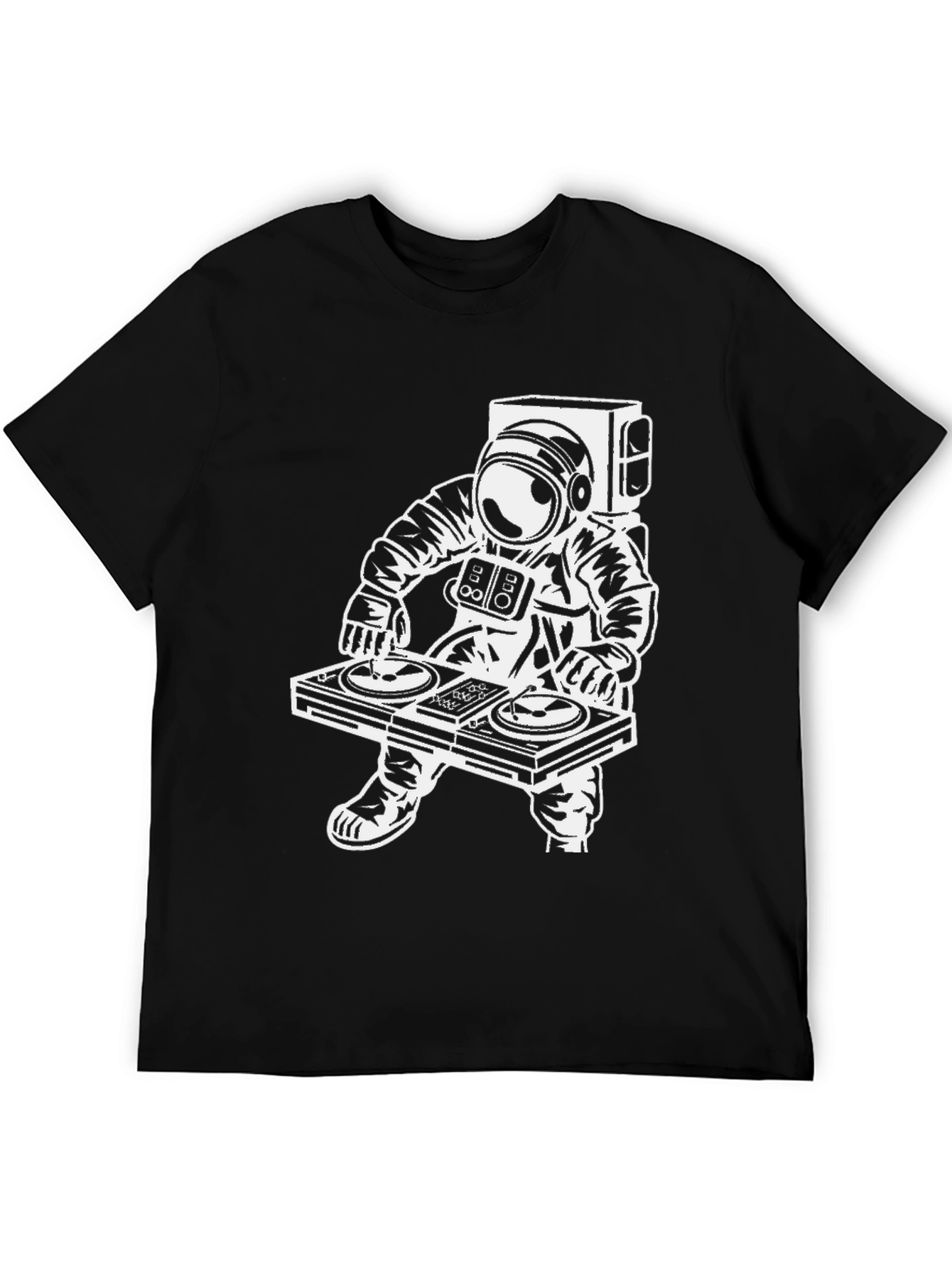 Astronaut DJ Graphic Tee - Black Cotton T-Shirt