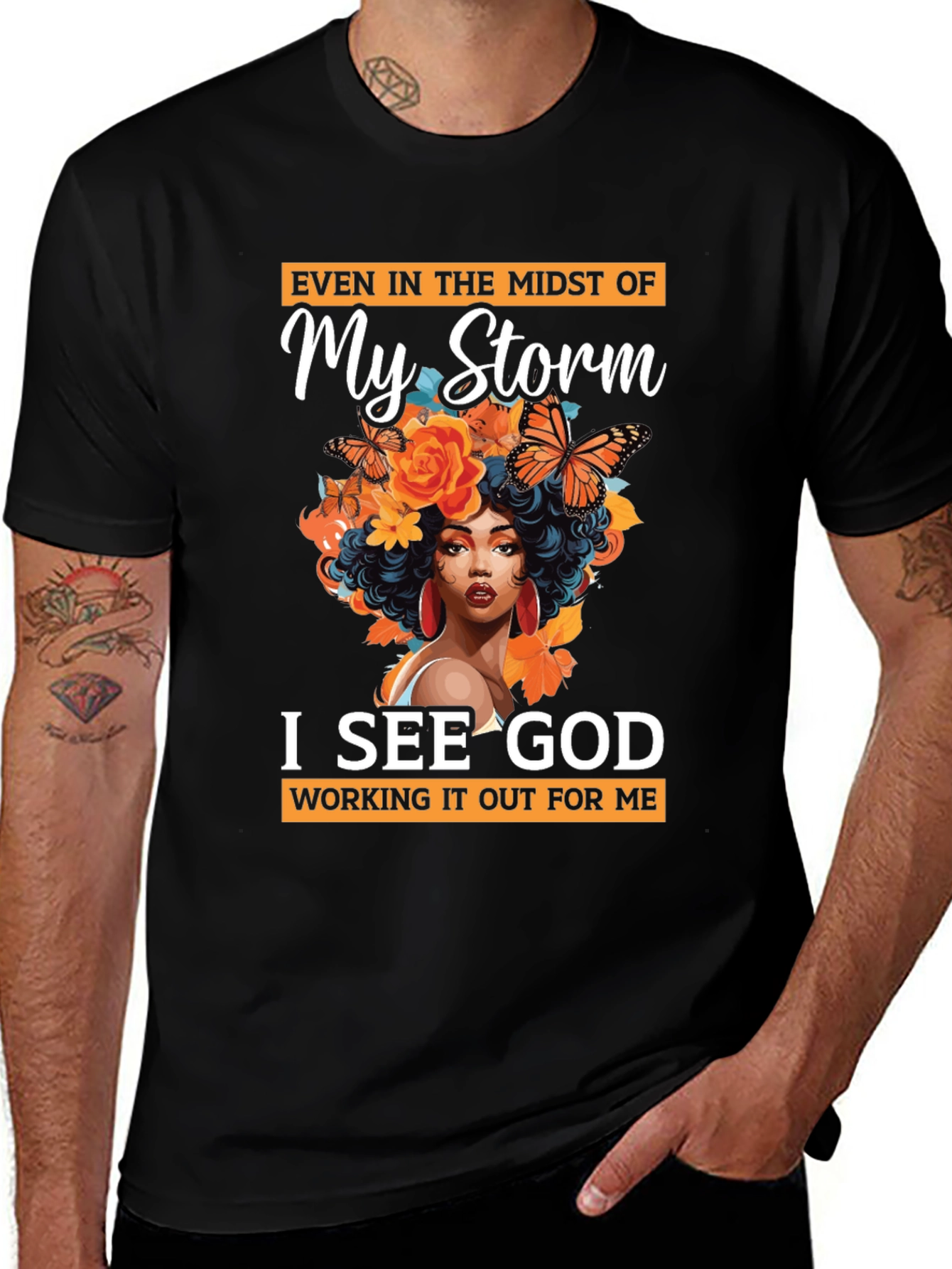 In My Storm I See God Black T-Shirt