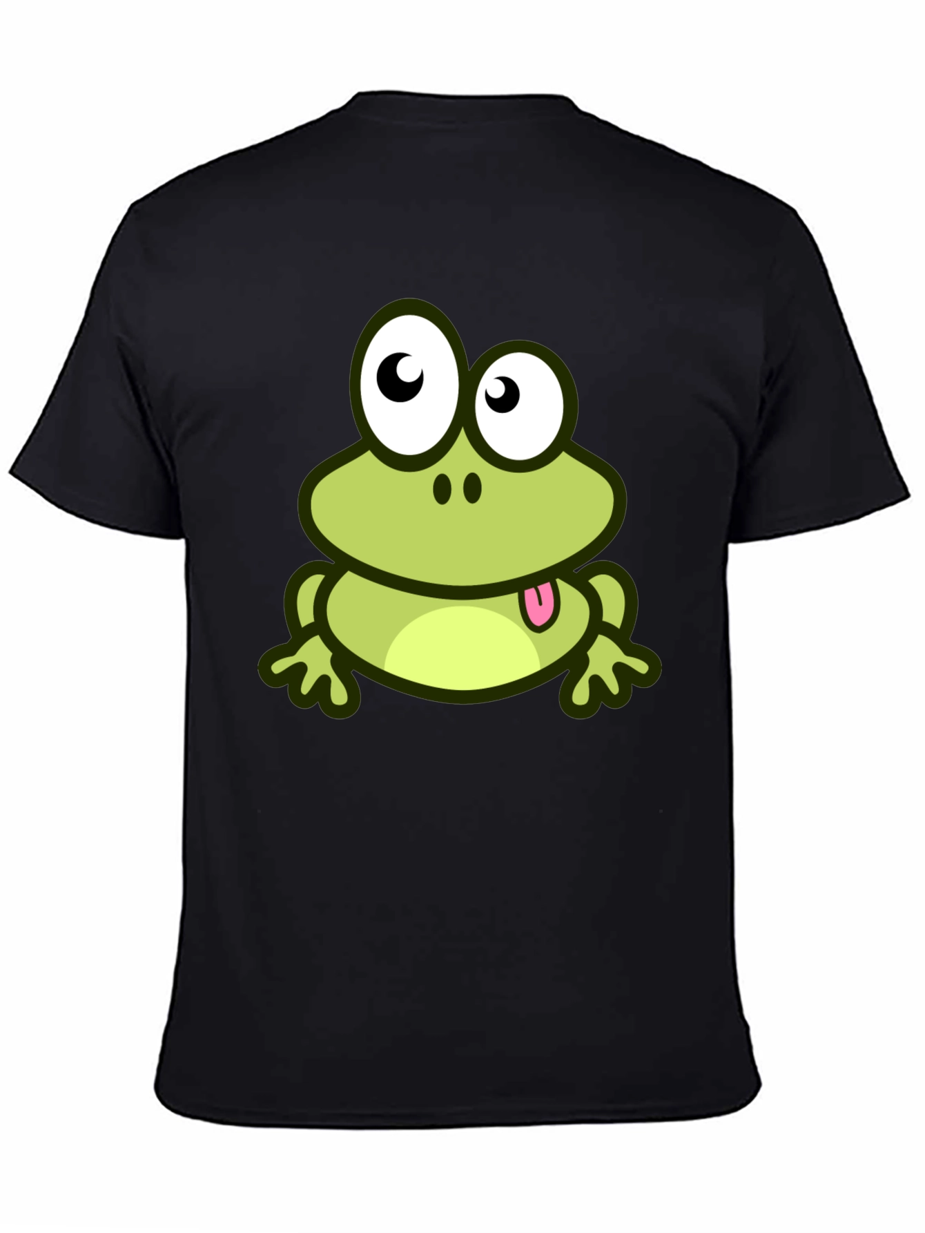 Cute Frog Cartoon Graphic T-Shirt - Black
