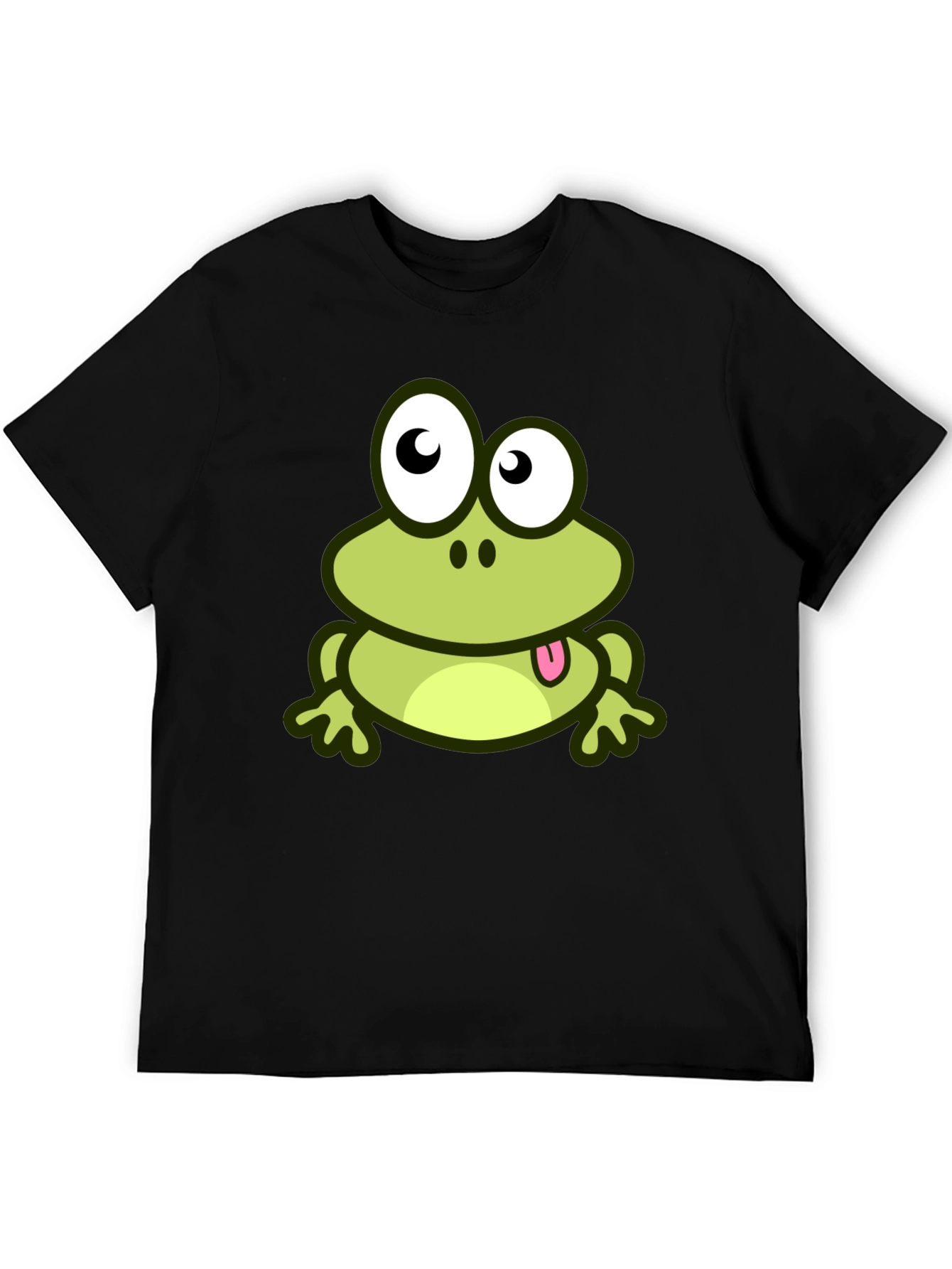 Cute Frog Cartoon Graphic T-Shirt - Black