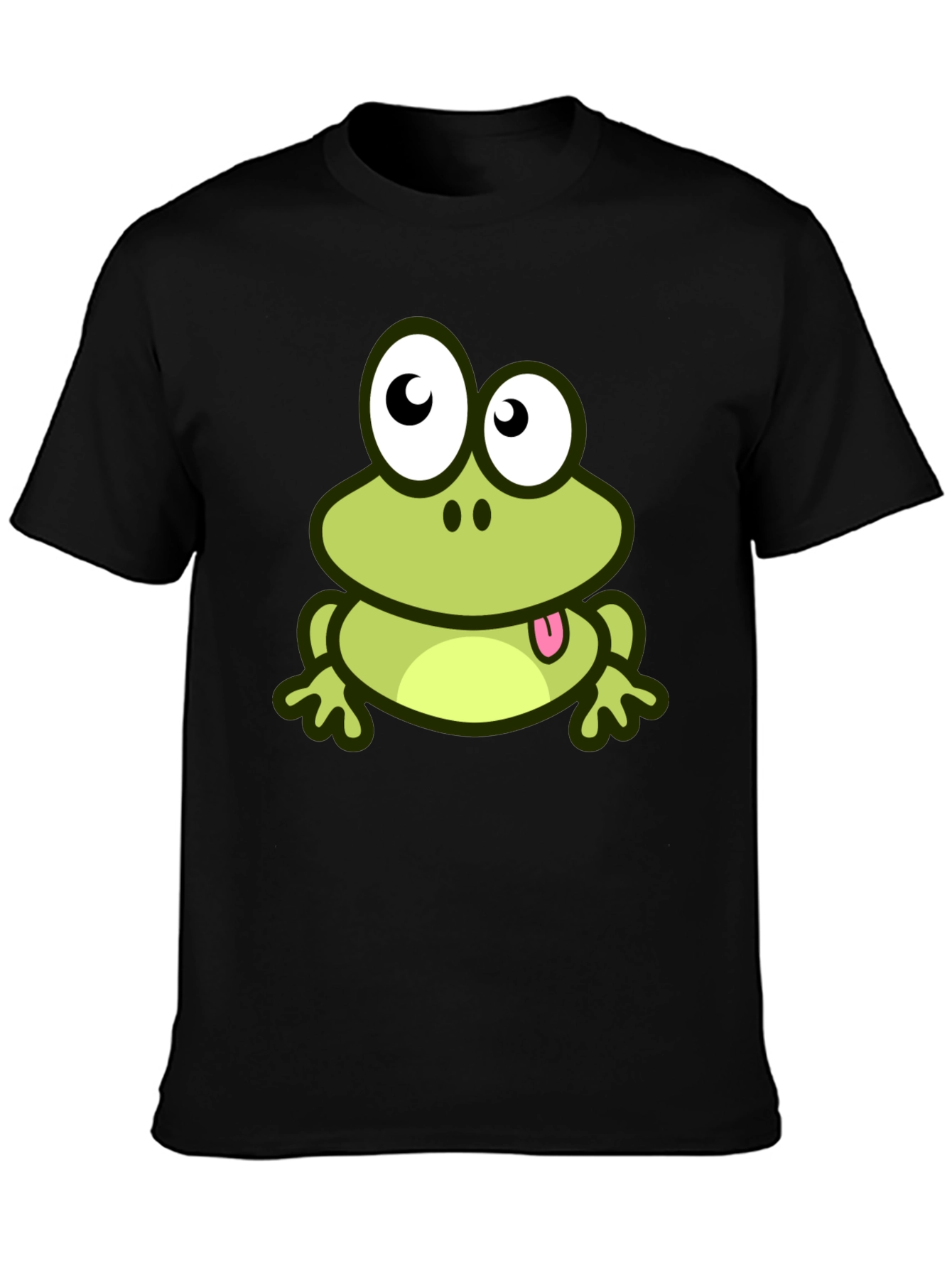 Cute Frog Cartoon Graphic T-Shirt - Black