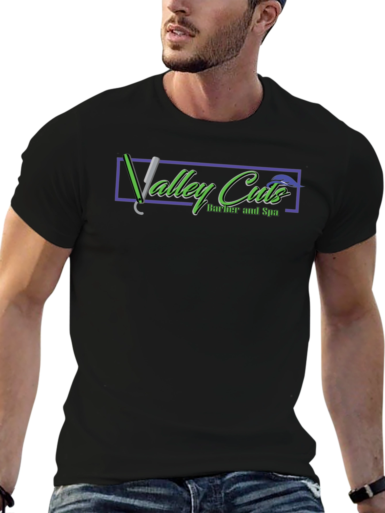 Valley Cuts Barber & Spa Black Graphic T-Shirt