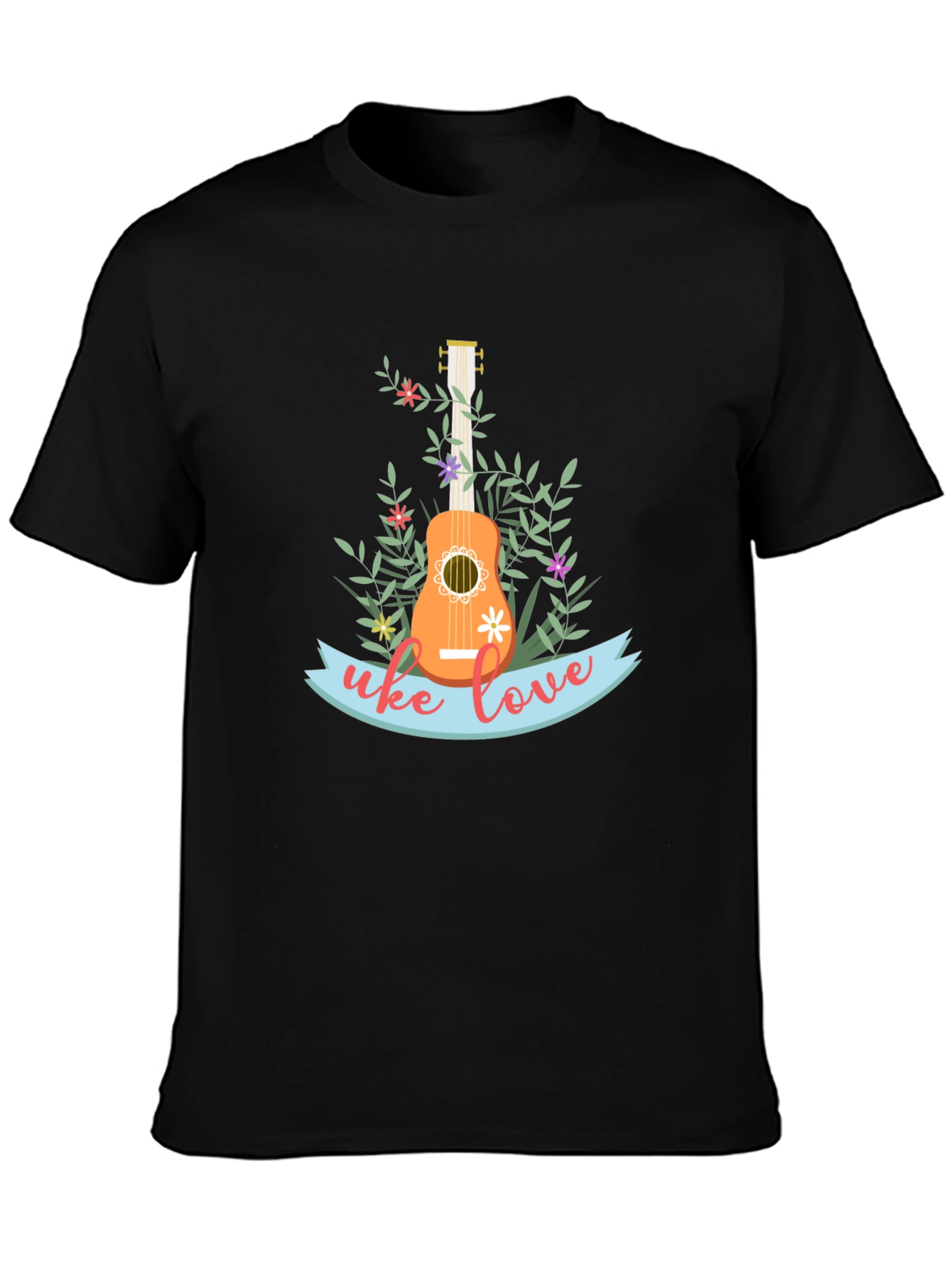Uke Love Graphic Tee - Floral Ukulele Design