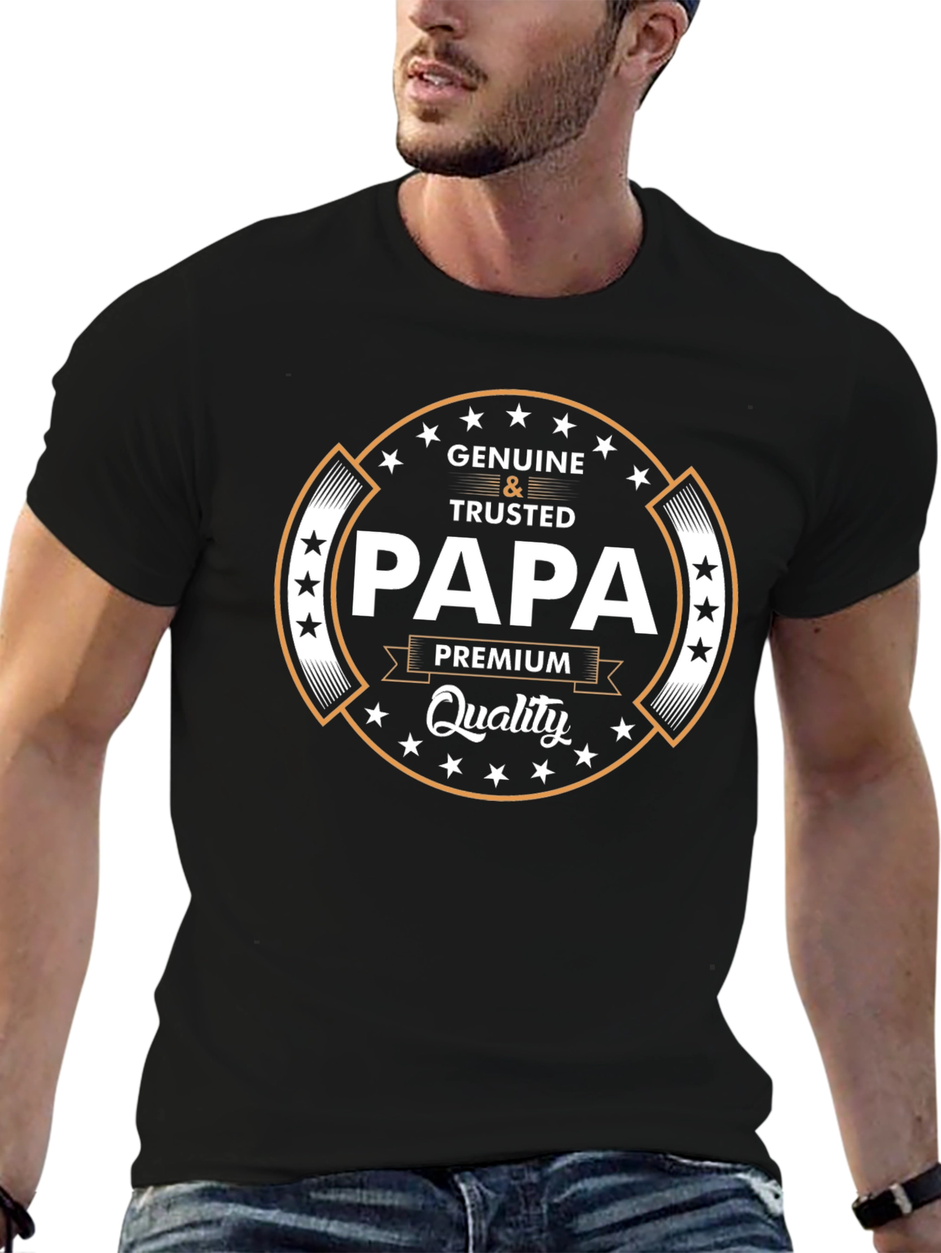 Genuine & Trusted Papa Premium Quality Black T-Shirt