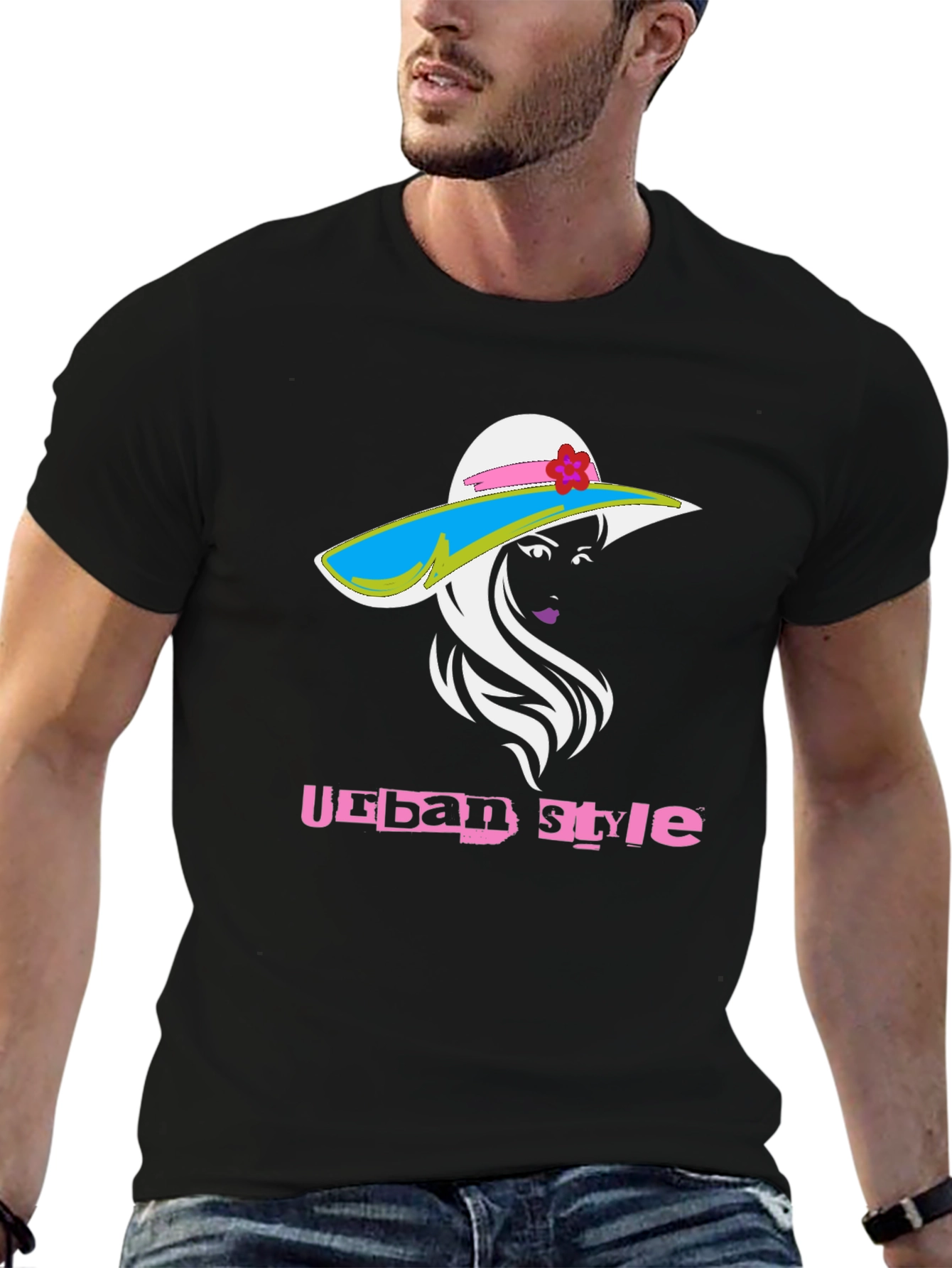 Urban Style Graphic Tee - Fashionable Womens Hat Design