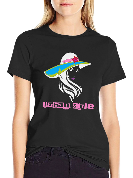 Urban Style Graphic Tee - Fashionable Womens Hat Design
