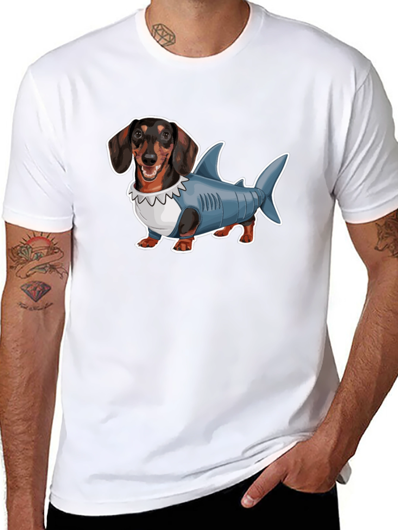 Dachshund Shark Costume Graphic Tee