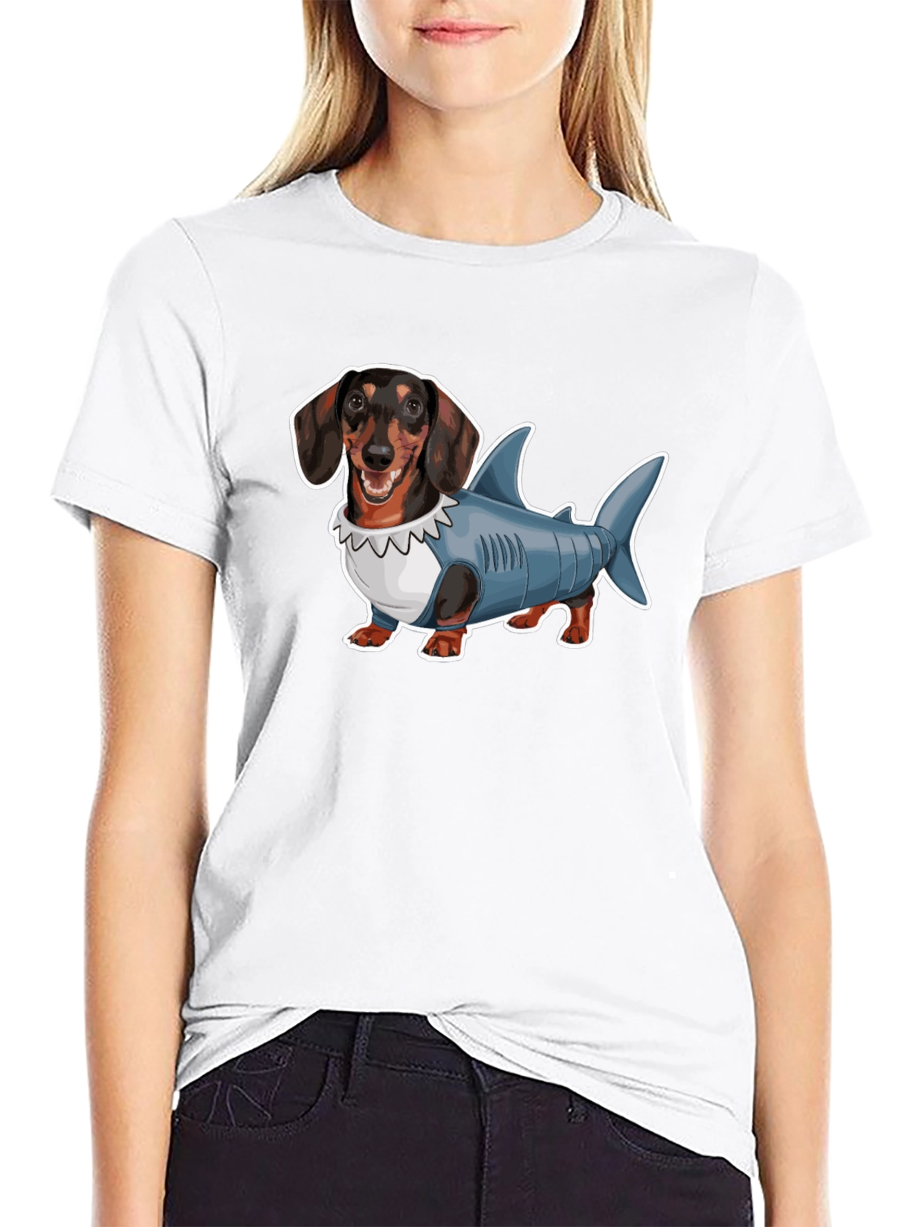 Dachshund Shark Costume Graphic Tee