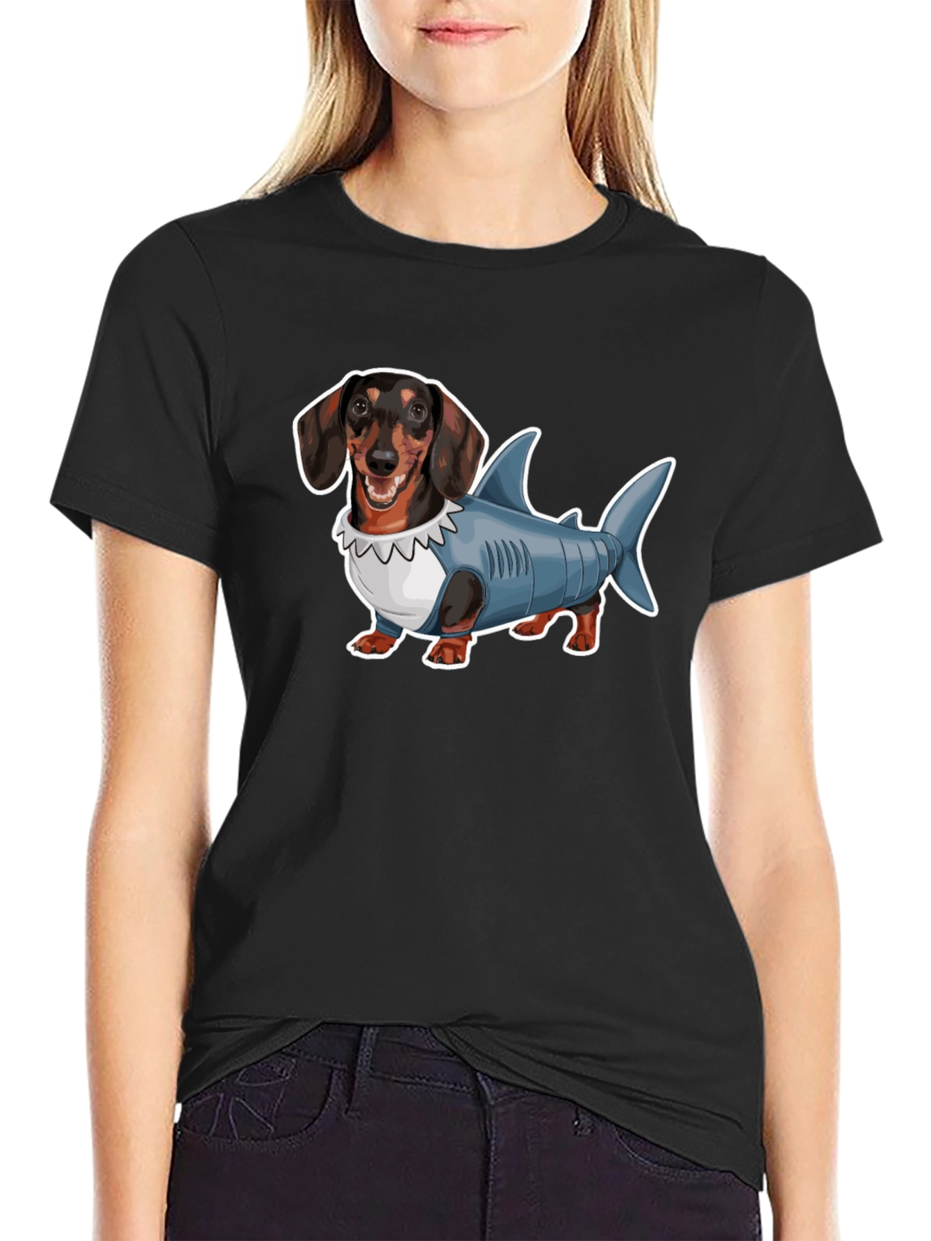 Dachshund Shark Costume Graphic Tee