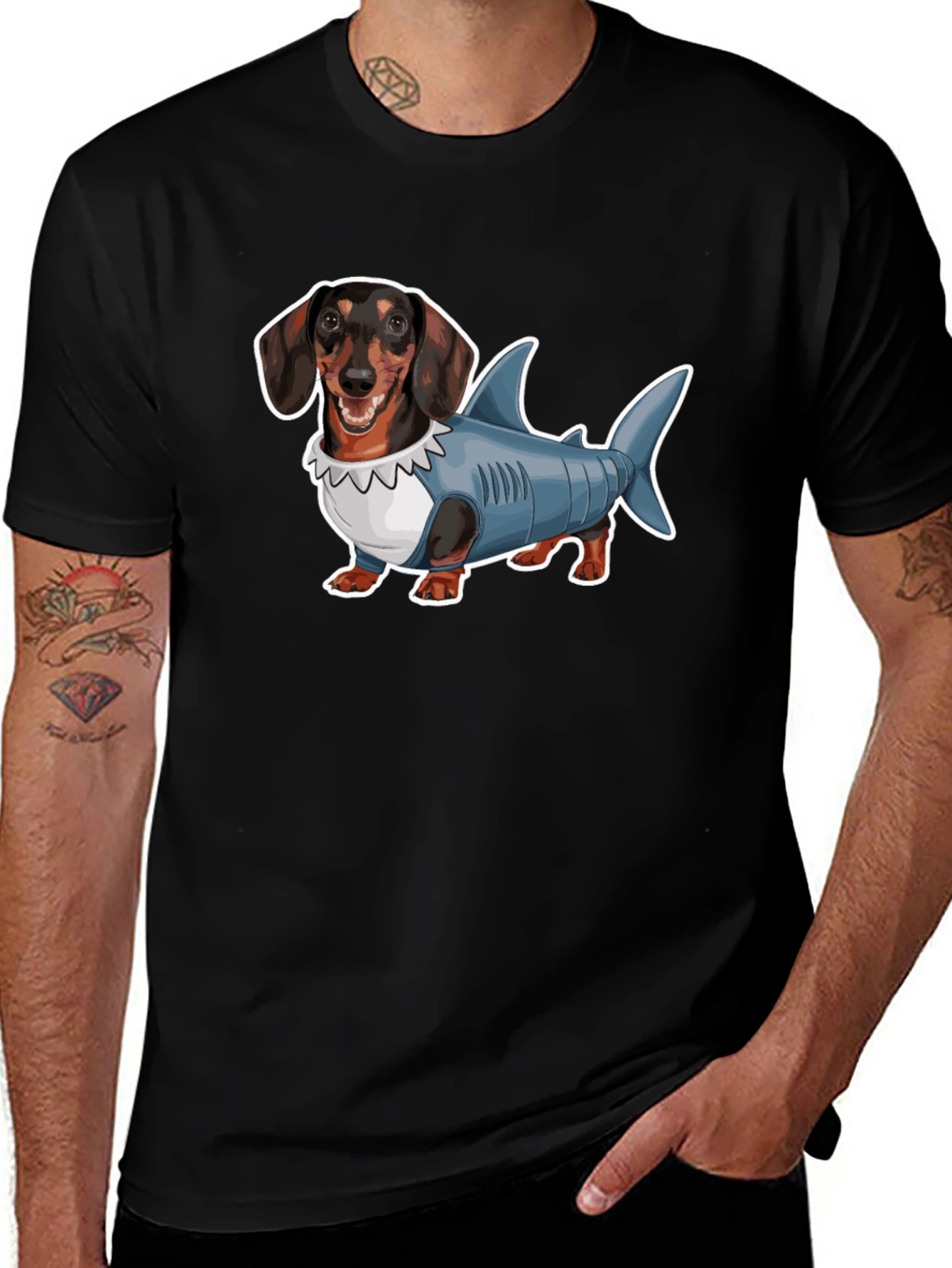 Dachshund Shark Costume Graphic Tee