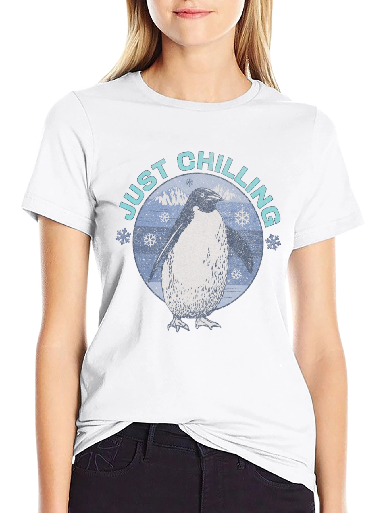 Just Chilling Penguin Graphic Tee - Black