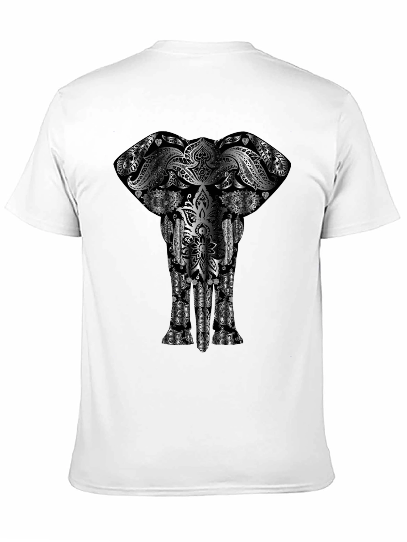 Elephant Mandala Graphic Print Black T-Shirt