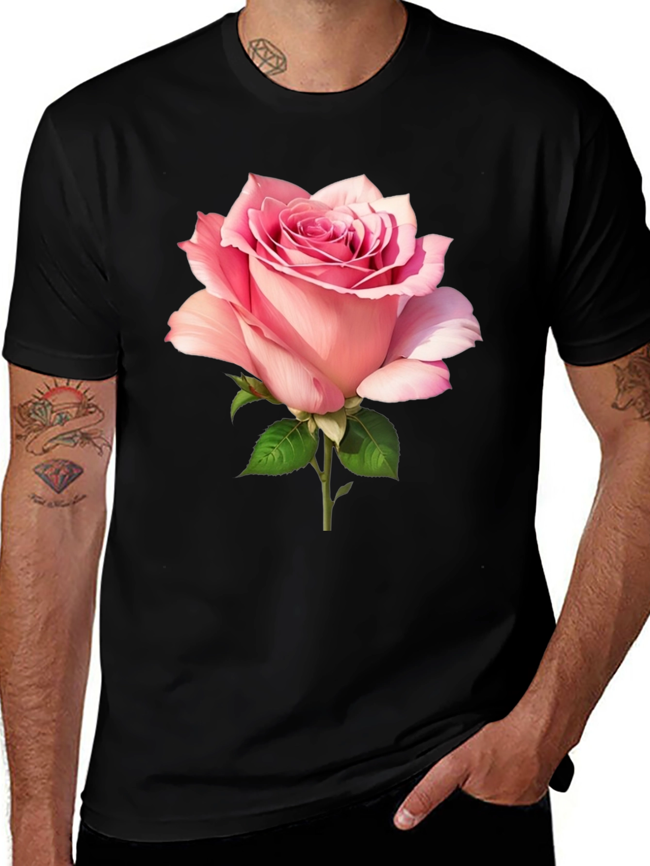 Rose Graphic Black Tee