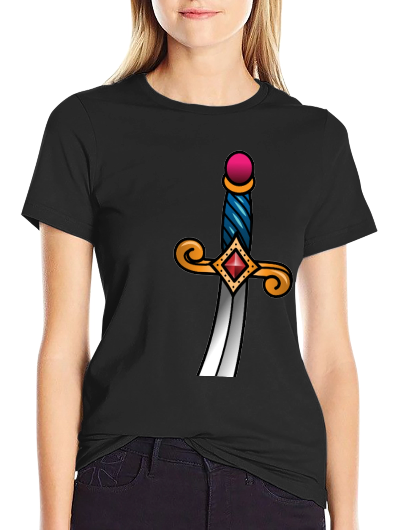 Sword Graphic Tee - Black Cotton Blend