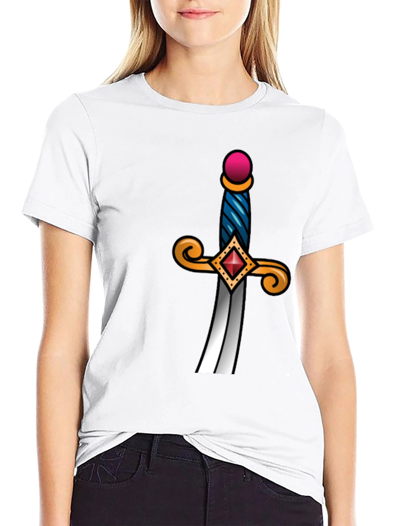 Sword Graphic Tee - Black Cotton Blend