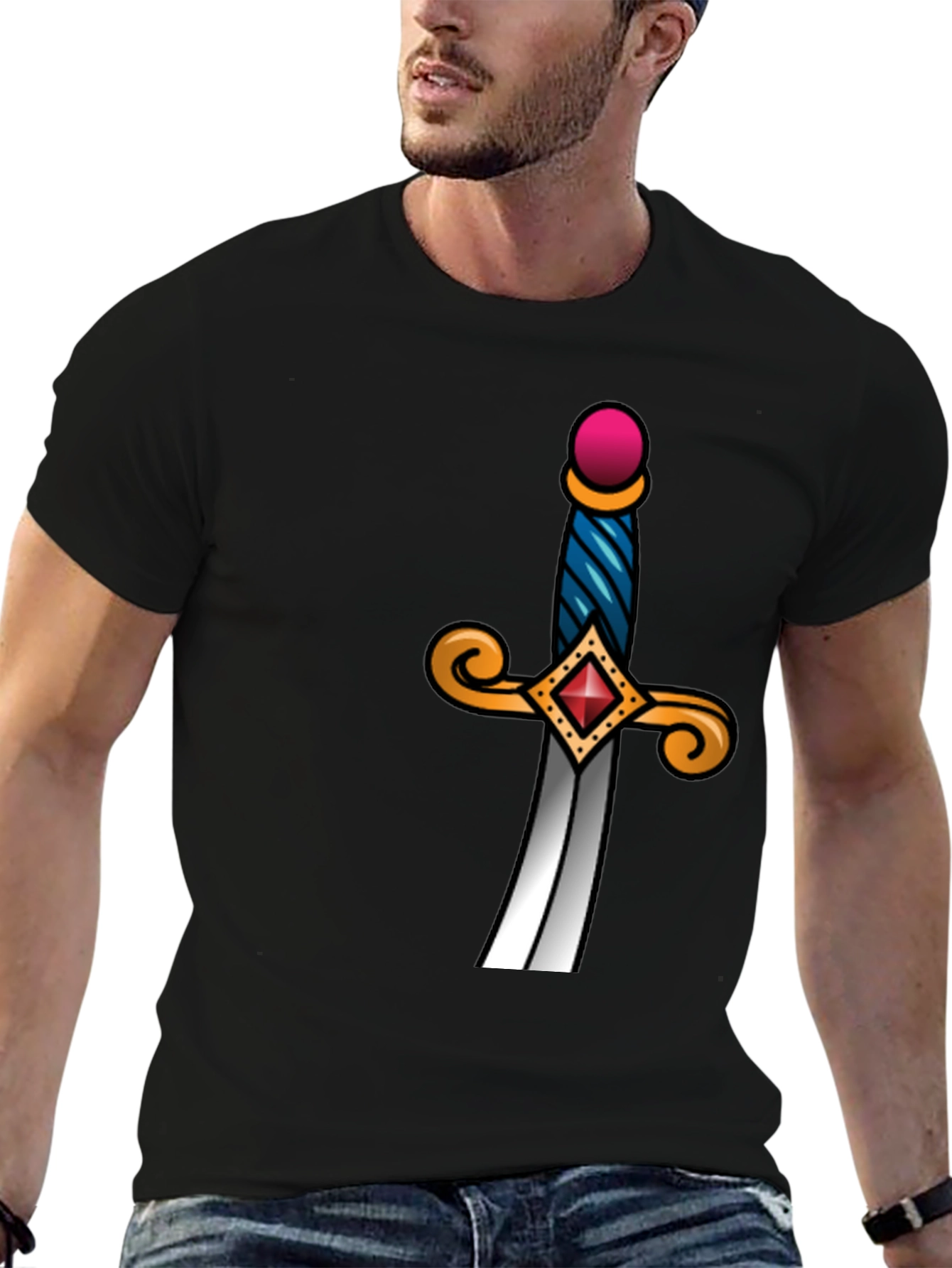 Sword Graphic Tee - Black Cotton Blend