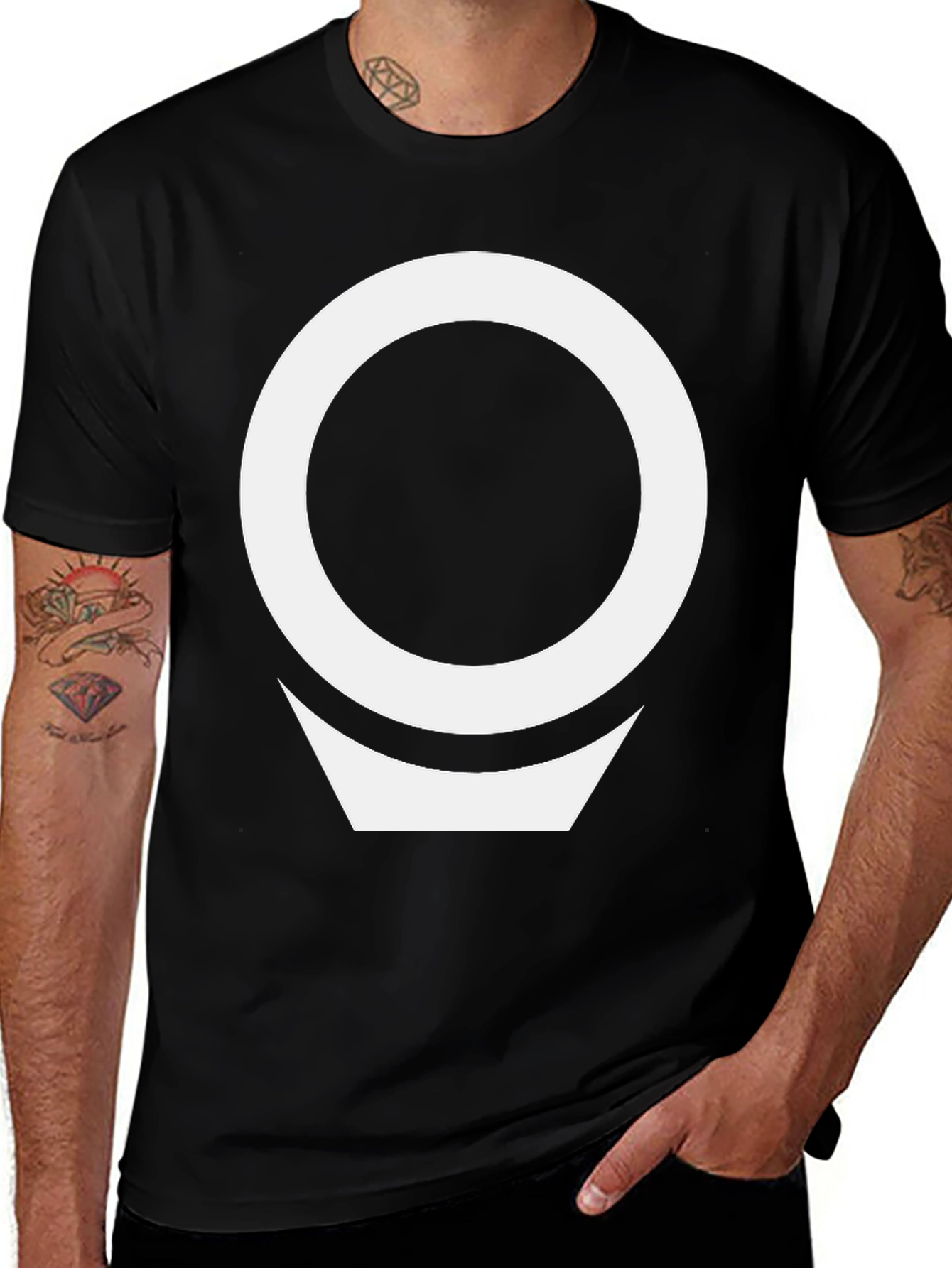 Geometric White Logo Black T-Shirt