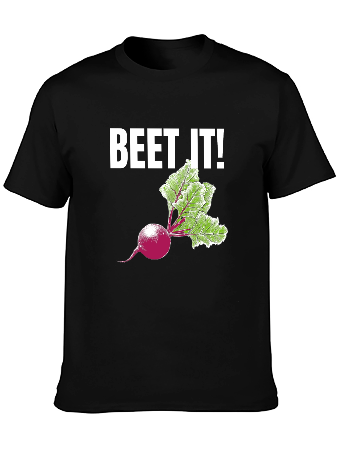 Beet It! Graphic Print T-Shirt - Black Casual Tee