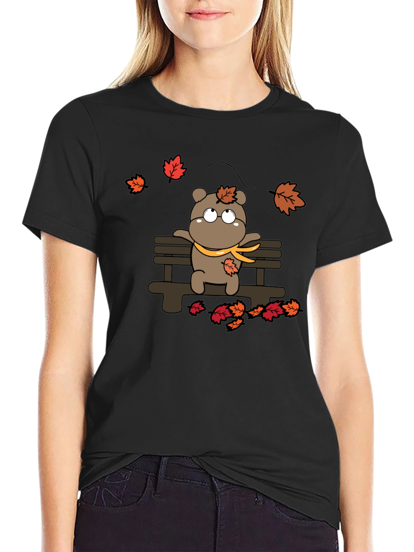Autumn Bear T-Shirt: Cozy Cartoon Graphic Tee