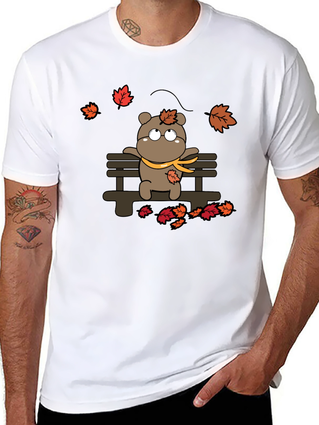 Autumn Bear T-Shirt: Cozy Cartoon Graphic Tee