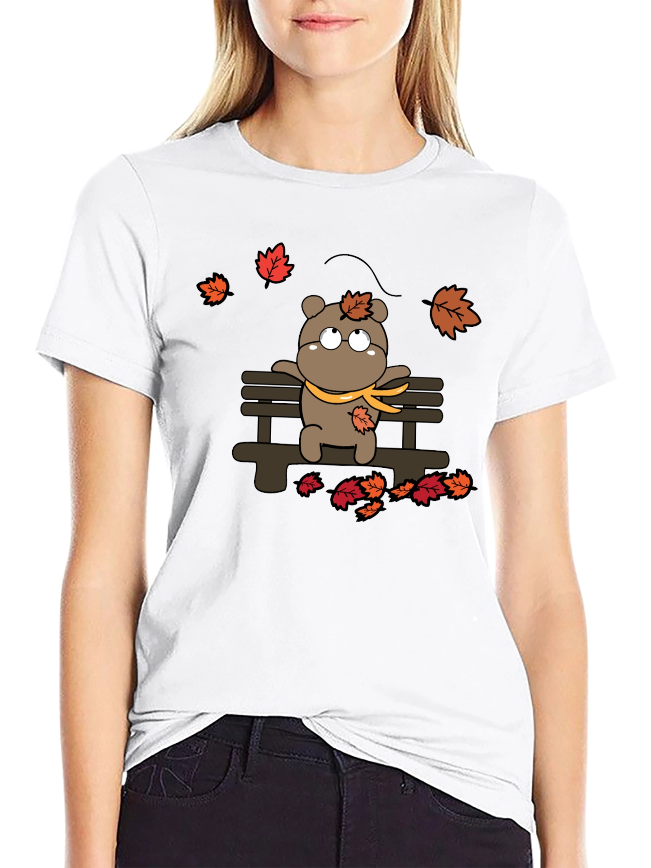 Autumn Bear T-Shirt: Cozy Cartoon Graphic Tee